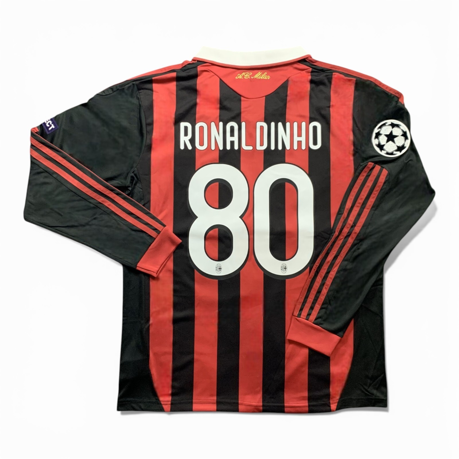 Ronaldinho #80 AC Milan 2009/10 Long Sleeve Jersey Retro - Men’s Sizes - New