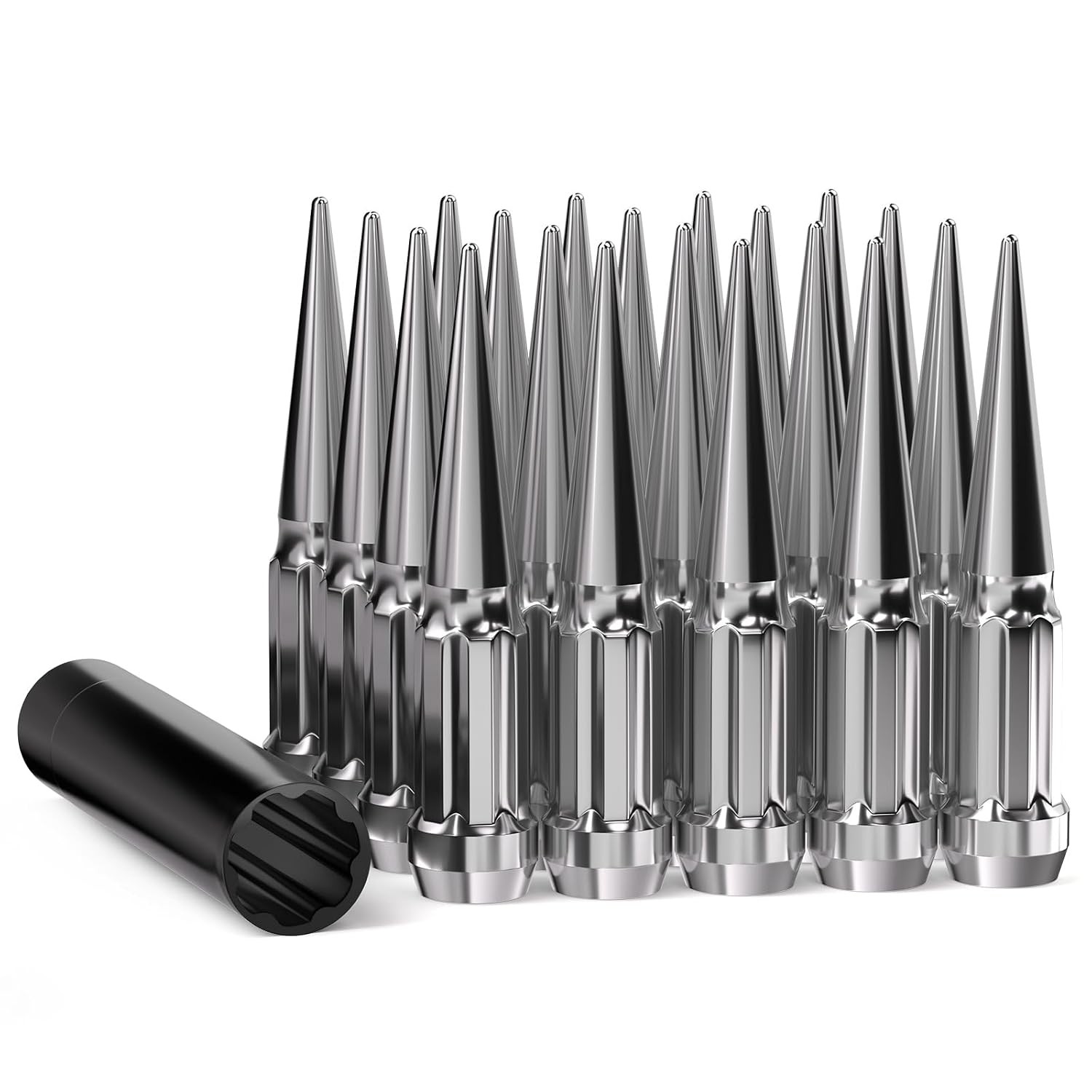 20pcs 1/2-20 Spike Lug Nuts Chrome, 1/2 x 20 Locking 1/2\