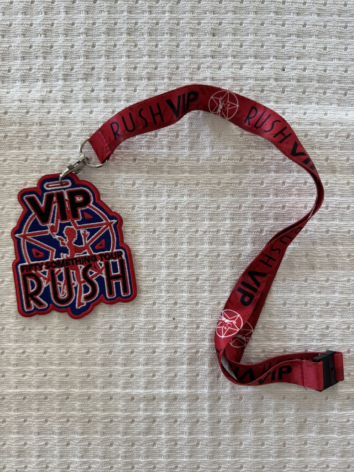 RUSH Fifty Something Tour VIP Pass Fabric Embroidered Patch Cloth Pass Lanyard RUSH Fifty Something Tour VIP Pass Fabric Embroidered Patch Cloth Pass Lanyard