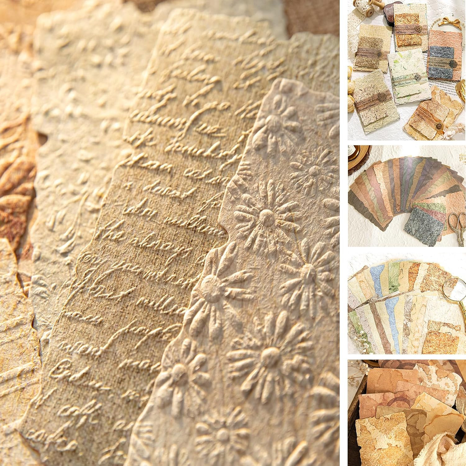 168Pcs Textured Scrapbook Paper Kit Embossed Rice Paper for Junk Journaling 168Pcs Textured Scrapbook Paper Kit Embossed Rice Paper for Junk Journaling