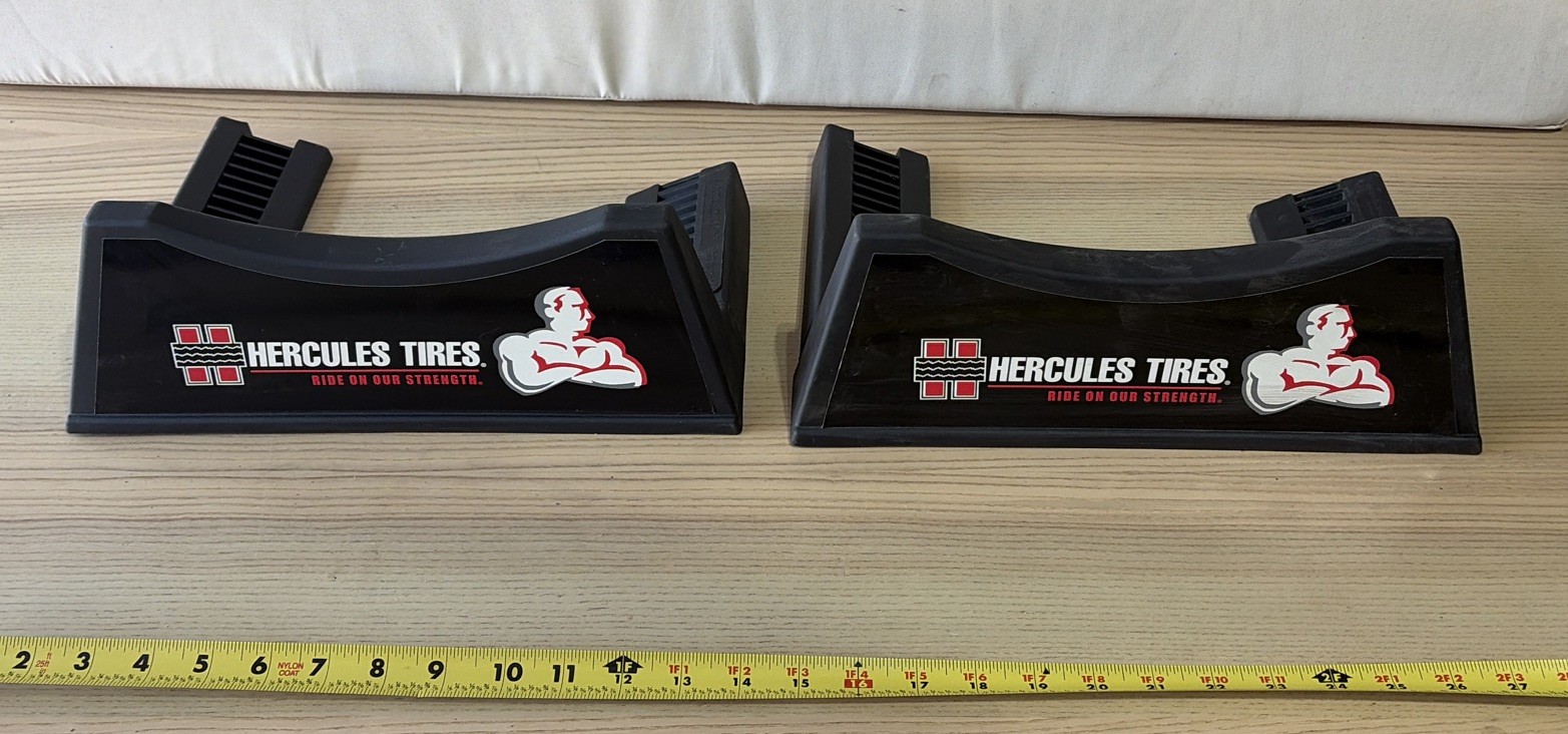 Vintage Hercules Tires Plastic Showroom Display Stands - Pair Vintage Hercules Tires Plastic Showroom Display Stands - Pair