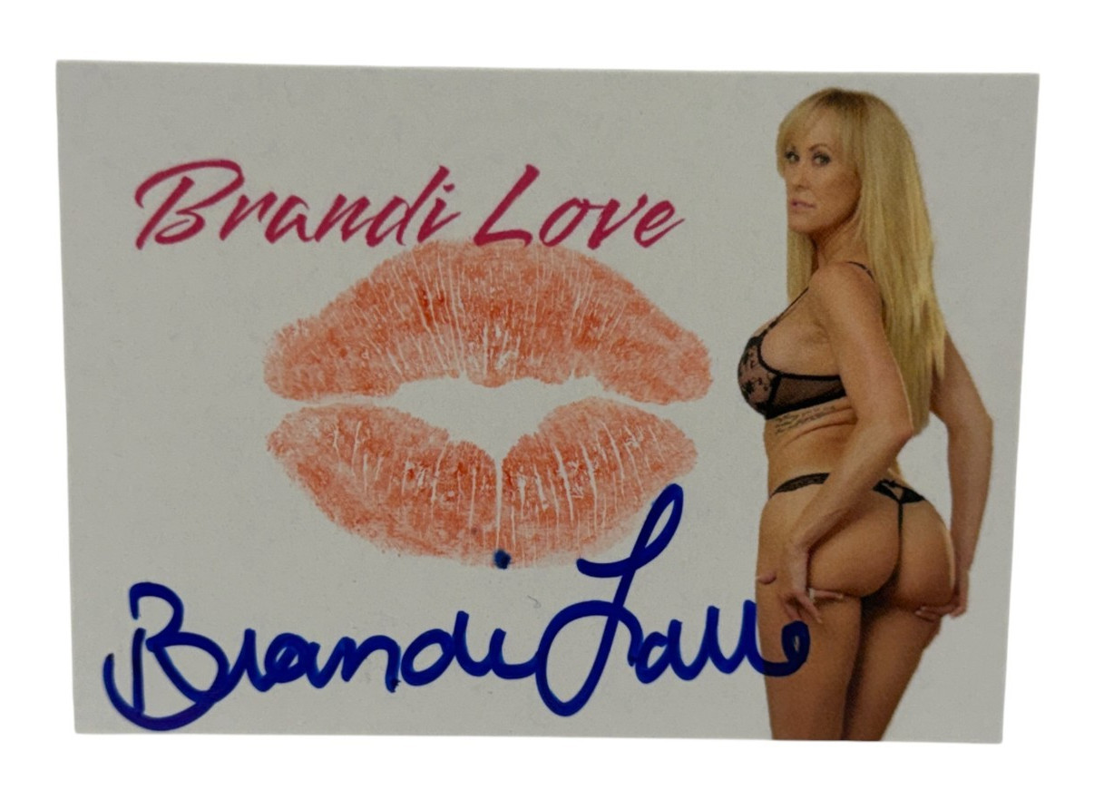 Brandi Love Signed Kiss Card Adult Star Autograph Kiss Print Beckett Witness