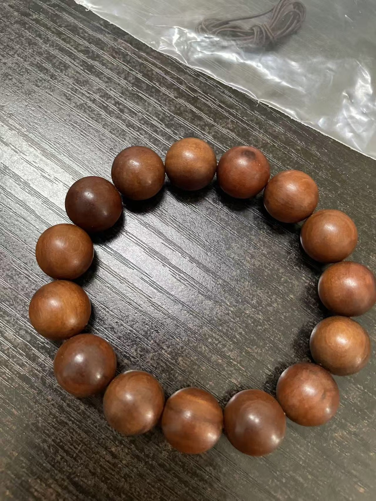 15mm Natural Thunderstruck Jujube Wood Classic Bead Bracelet Prayer Beads