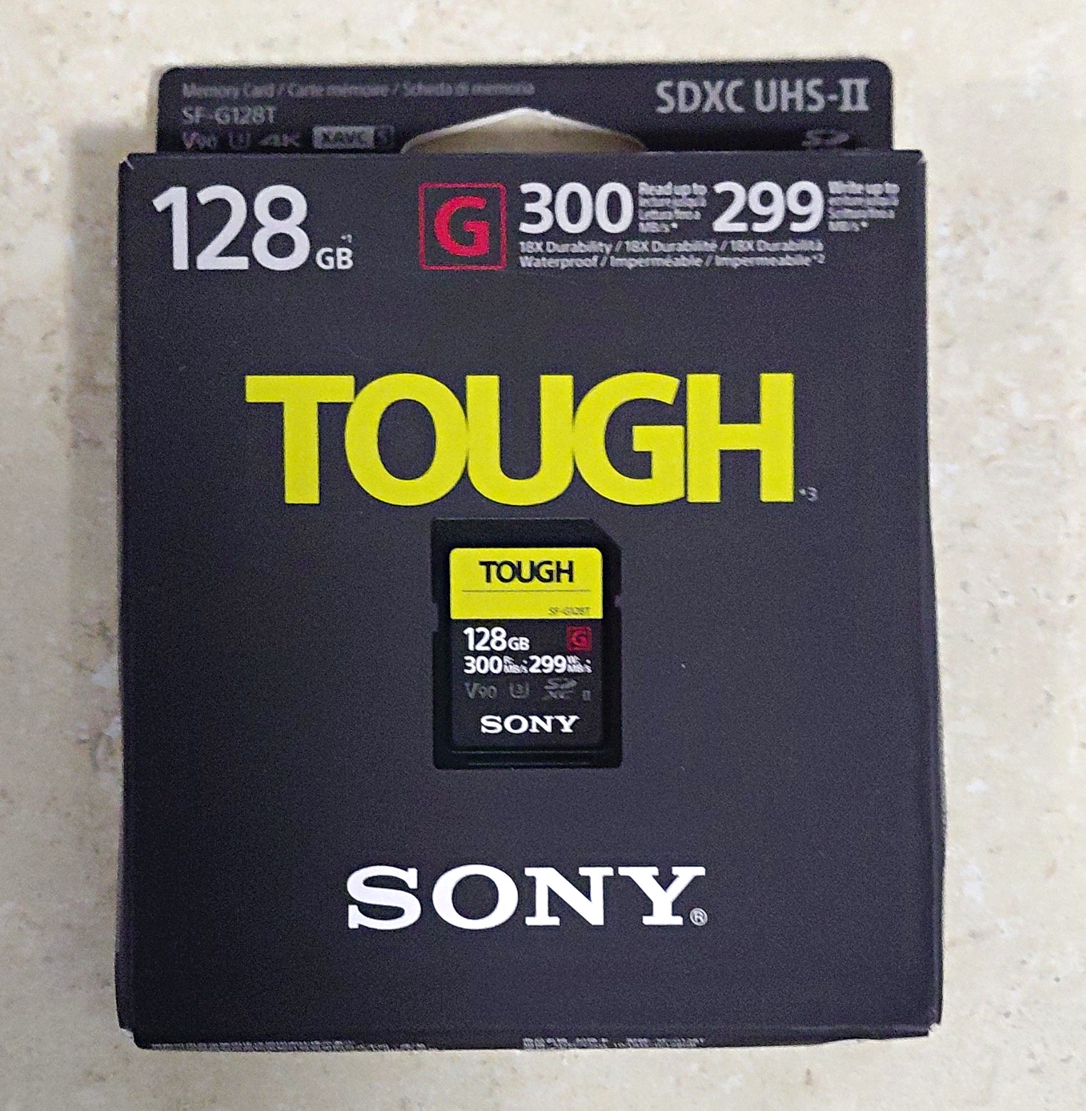 Sony TOUGH SF-G128T 128GB SDXC UHS-II Class 10 Waterproof 300MB/s Sony TOUGH SF-G128T 128GB SDXC UHS-II Class 10 Waterproof 300MB/s