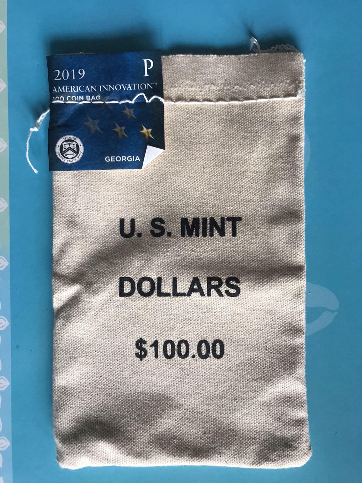 EMPTY U.S. MINT $100 INNOVATION DOLLARS COTTON CANVAS BAG NO COINS *EMPTY* 