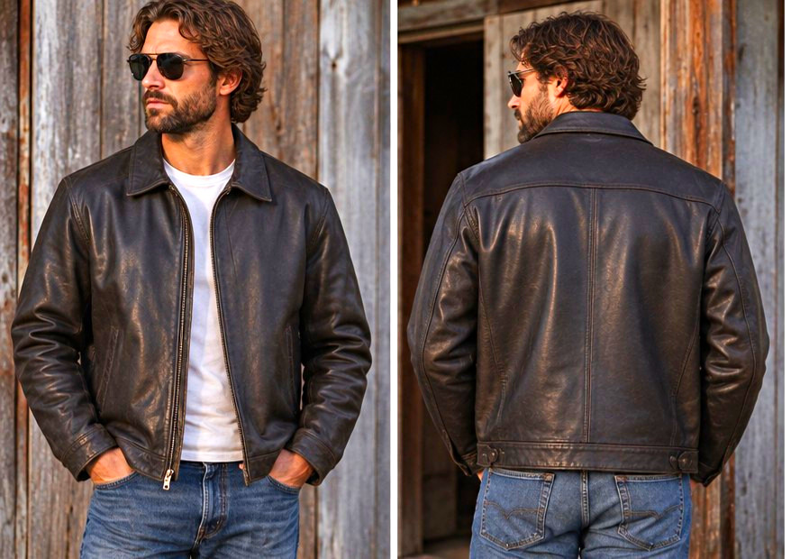 St. John\'s Bay Men\'s Black Leather Jacket Full Zip Lined Pockets Size S St. John\'s Bay Men\'s Black Leather Jacket Full Zip Lined Pockets Size S