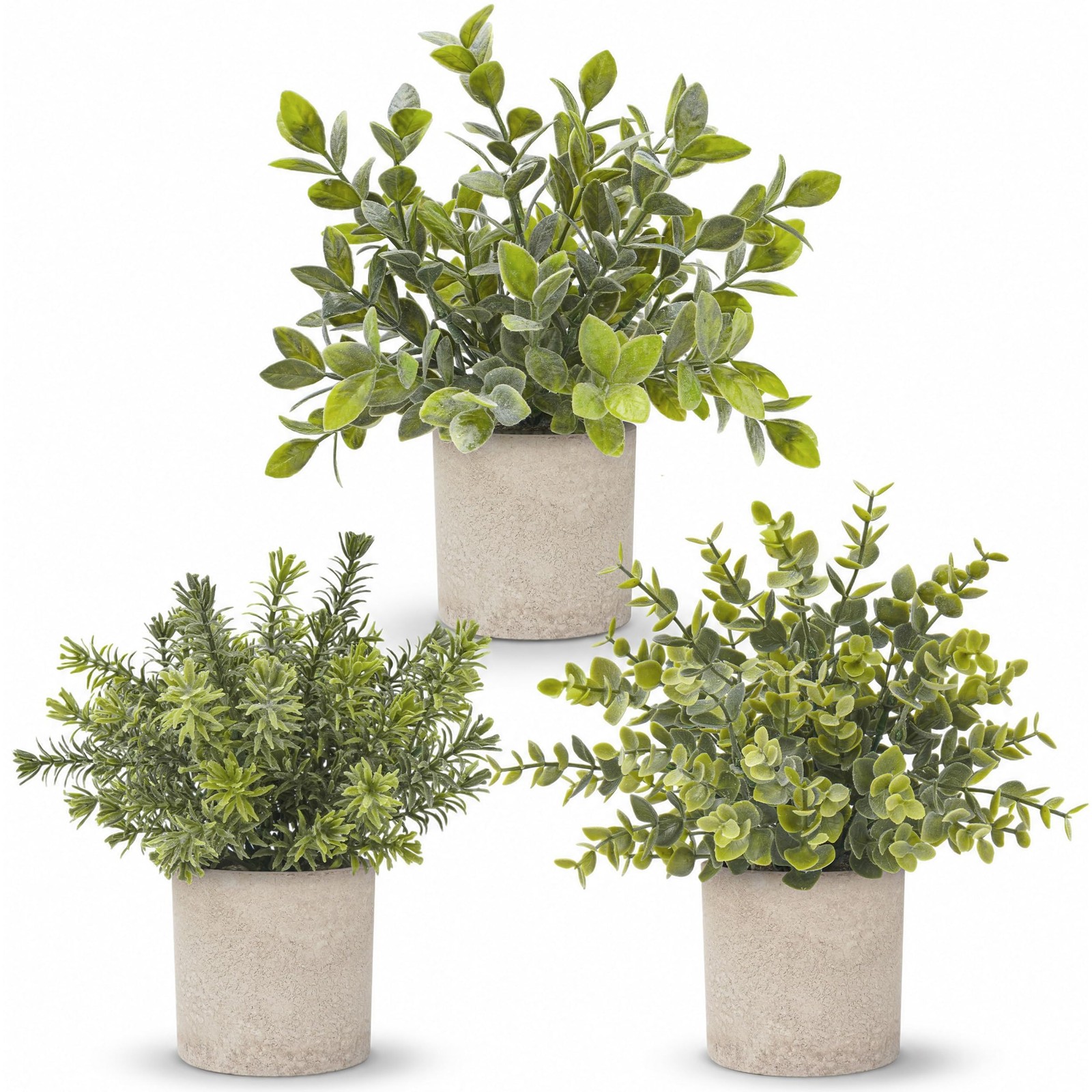 Der Rose 3 Pack Mini Potted Fake Plants Artificial Plastic Eucalyptus Plants Top Der Rose 3 Pack Mini Potted Fake Plants Artificial Plastic Eucalyptus Plants Top