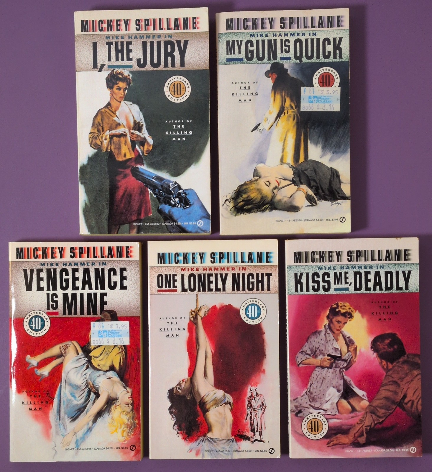 Vintage 50's & 70's Mickey Spillane Murder Mystery 5 book Lot VG Pulp Fiction Vintage 50's & 70's Mickey Spillane Murder Mystery 5 book Lot VG Pulp Fiction