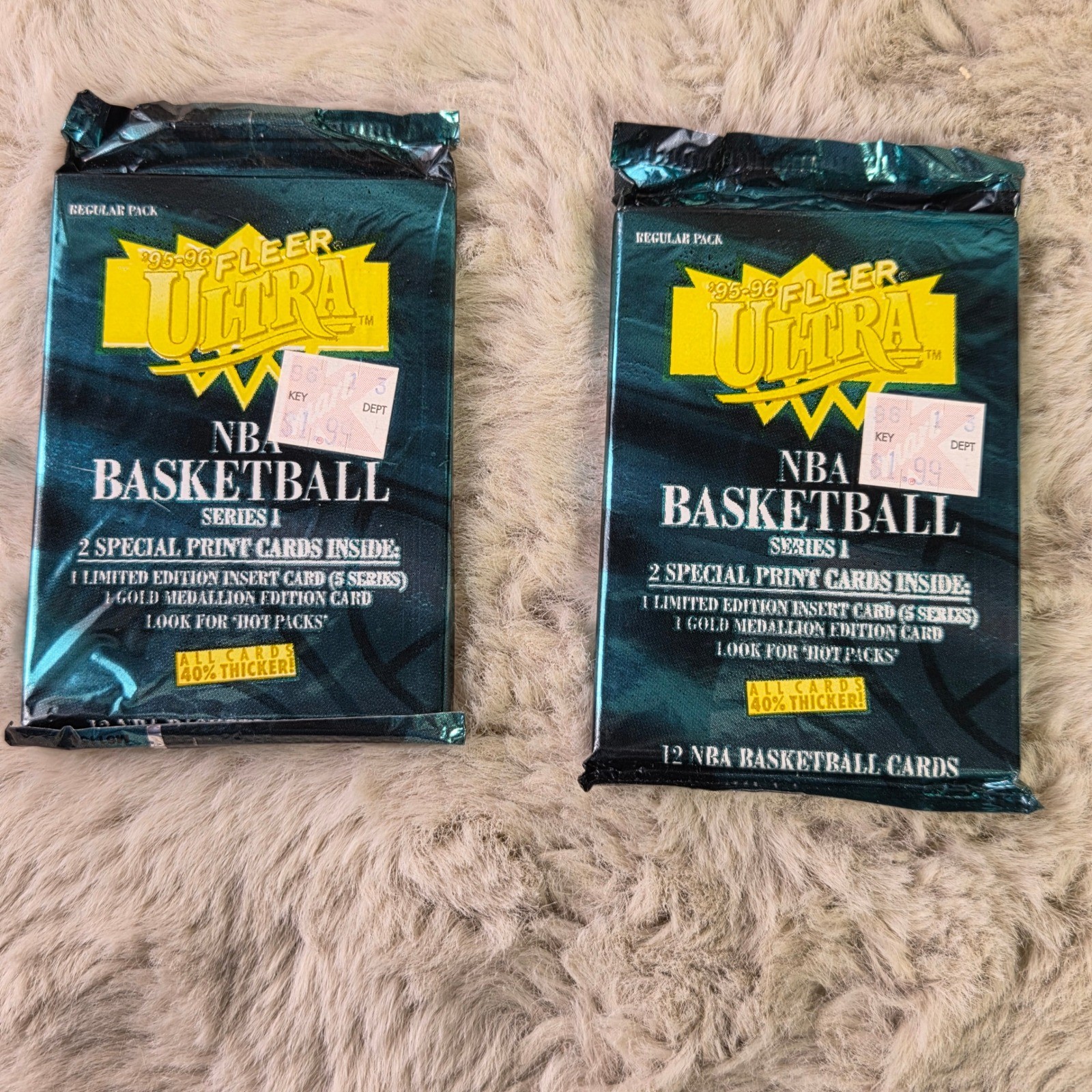 2 Packs 1995-96 Fleer Ultra NBA Basketball Series 1 Sealed Unopened Wax Packs 2 Packs 1995-96 Fleer Ultra NBA Basketball Series 1 Sealed Unopened Wax Packs