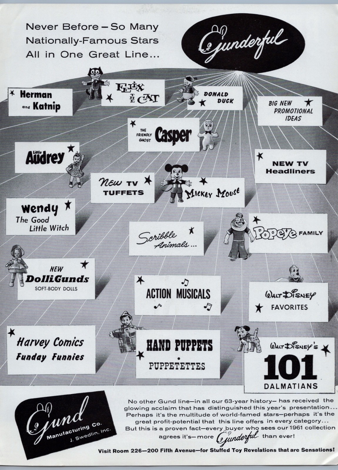 1961 Gund Stuffed Animals Vintage Toy Ad Character Lines Gunderful Disney 1961 Gund Stuffed Animals Vintage Toy Ad Character Lines Gunderful Disney