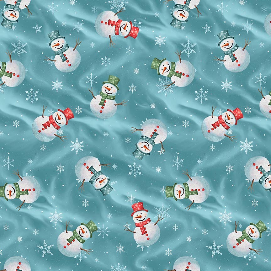 Christmas Fabric | Comfort & Joy Snowman Toss Blue | Blank YARD