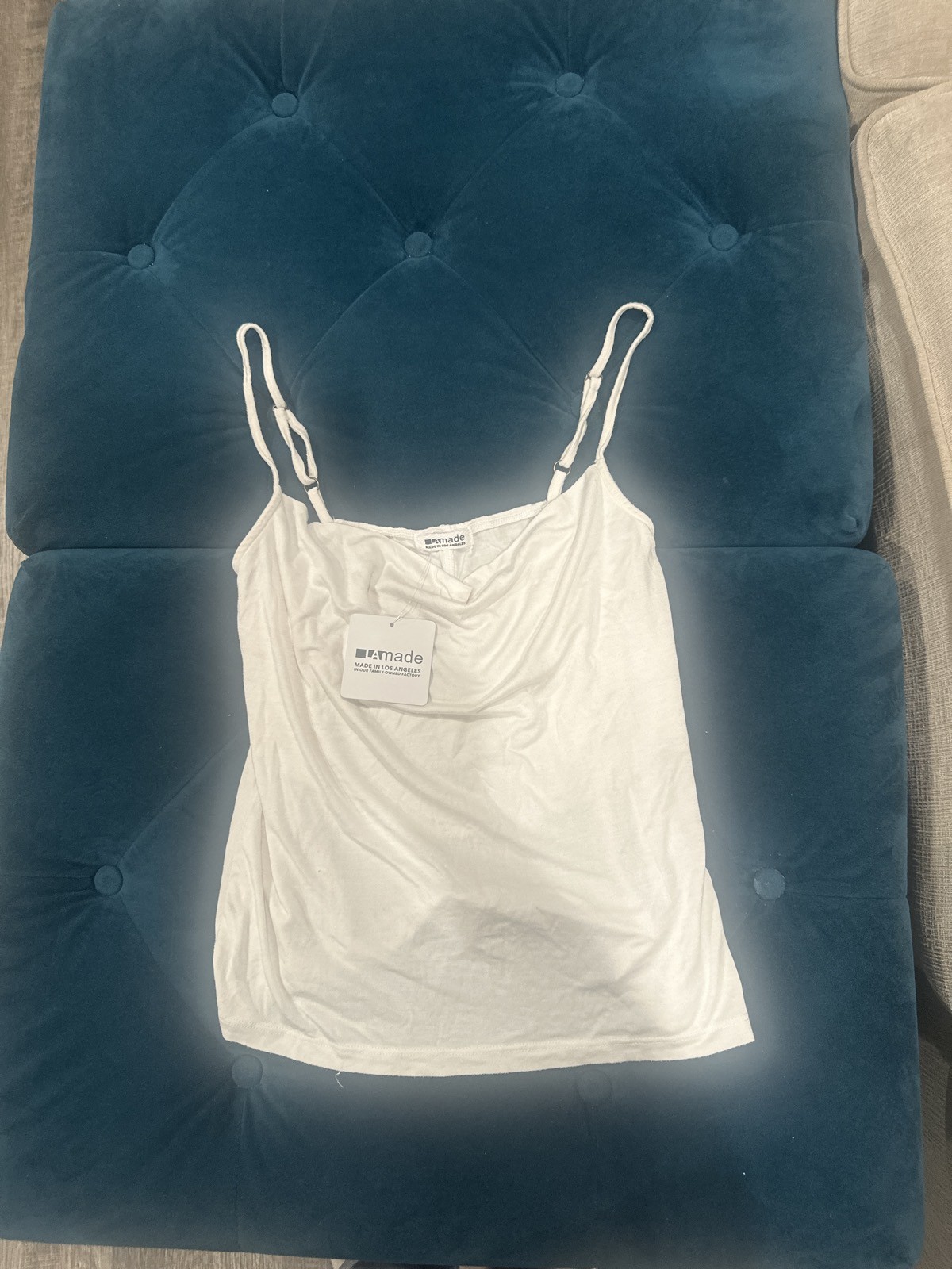 LAmade White Cowl Neck Spaghetti Strap Camisole Top NWT LAmade White Cowl Neck Spaghetti Strap Camisole Top NWT