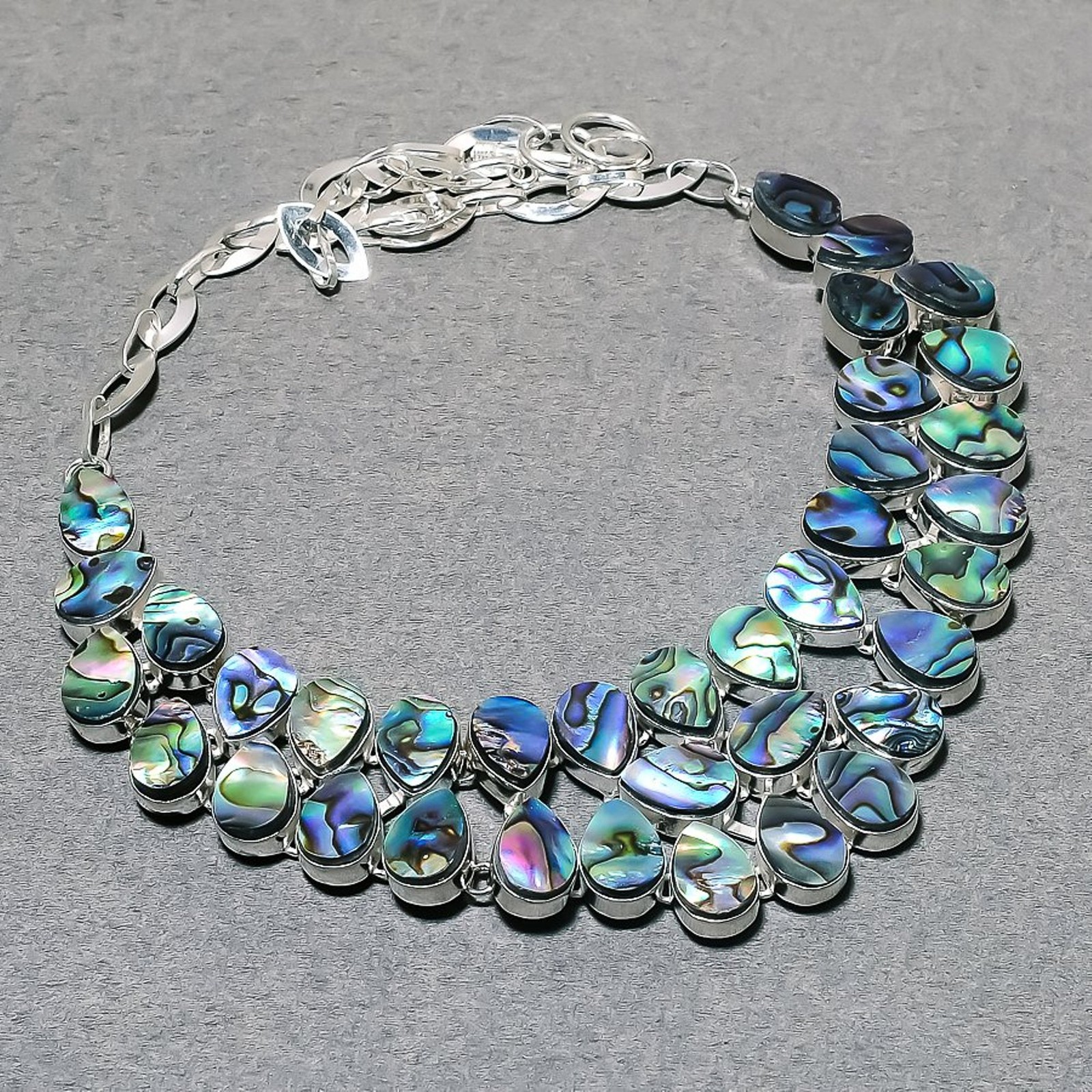 Abalone Shell Pear Shape Gemstone Fashion Ethnic Jewelry Handmade Necklace 18\