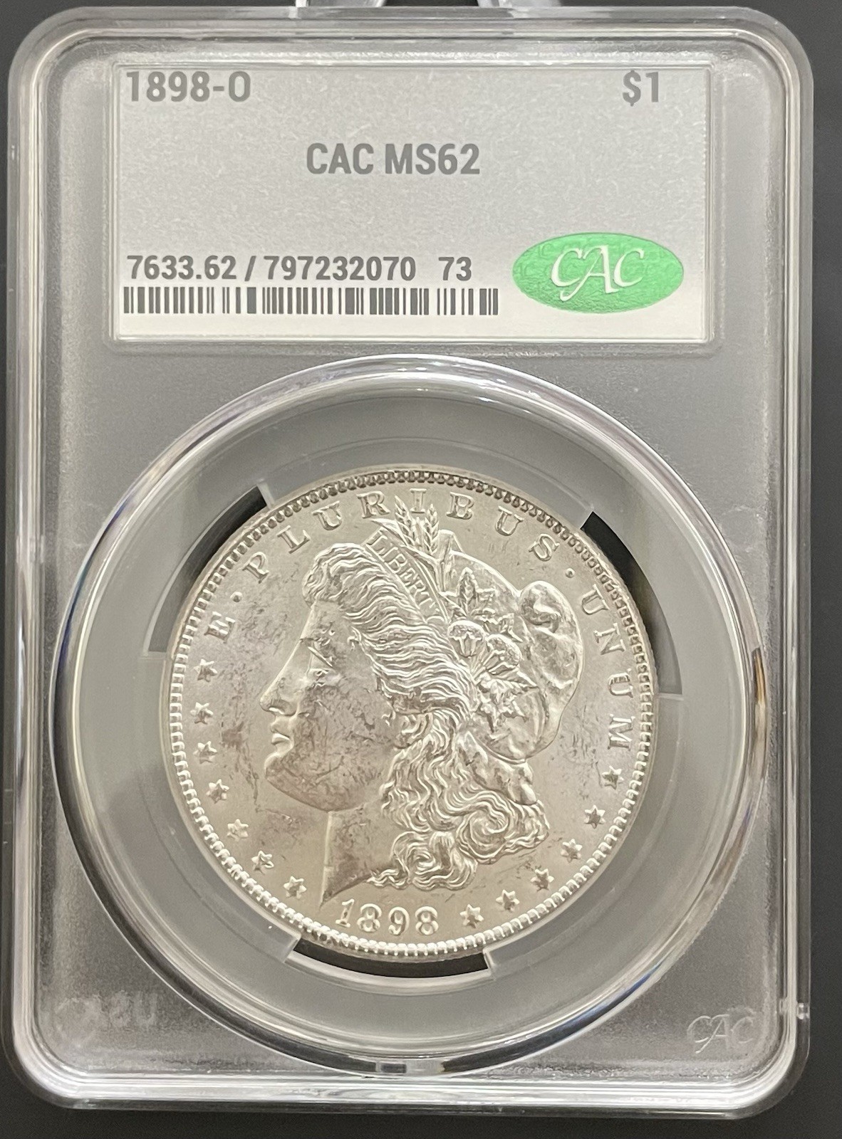 1898-O Morgan Silver Dollar MS 62 CAC 1898-O Morgan Silver Dollar MS 62 CAC