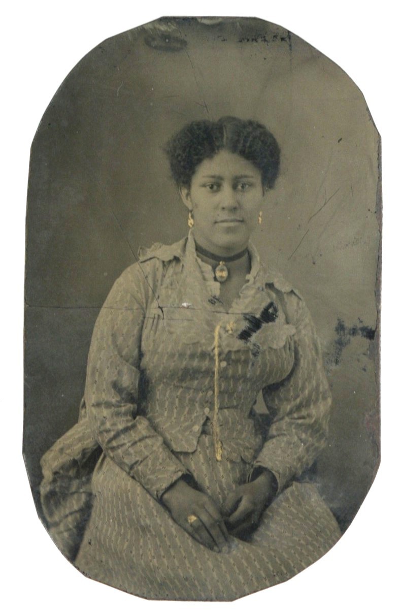 Wealthy African American Female Tintype 1860 Jewelry Chains Rings Broach Black
