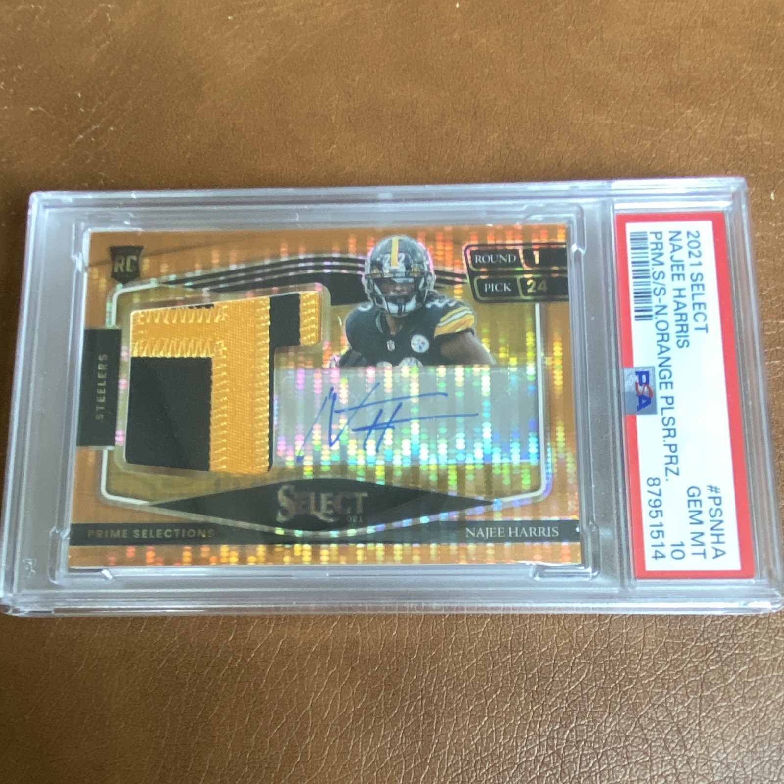 2021 Panini Select Najee Harris Prime Selections Neon Orange Pulsar /25 RC Auto 2021 Panini Select Najee Harris Prime Selections Neon Orange Pulsar /25 RC Auto