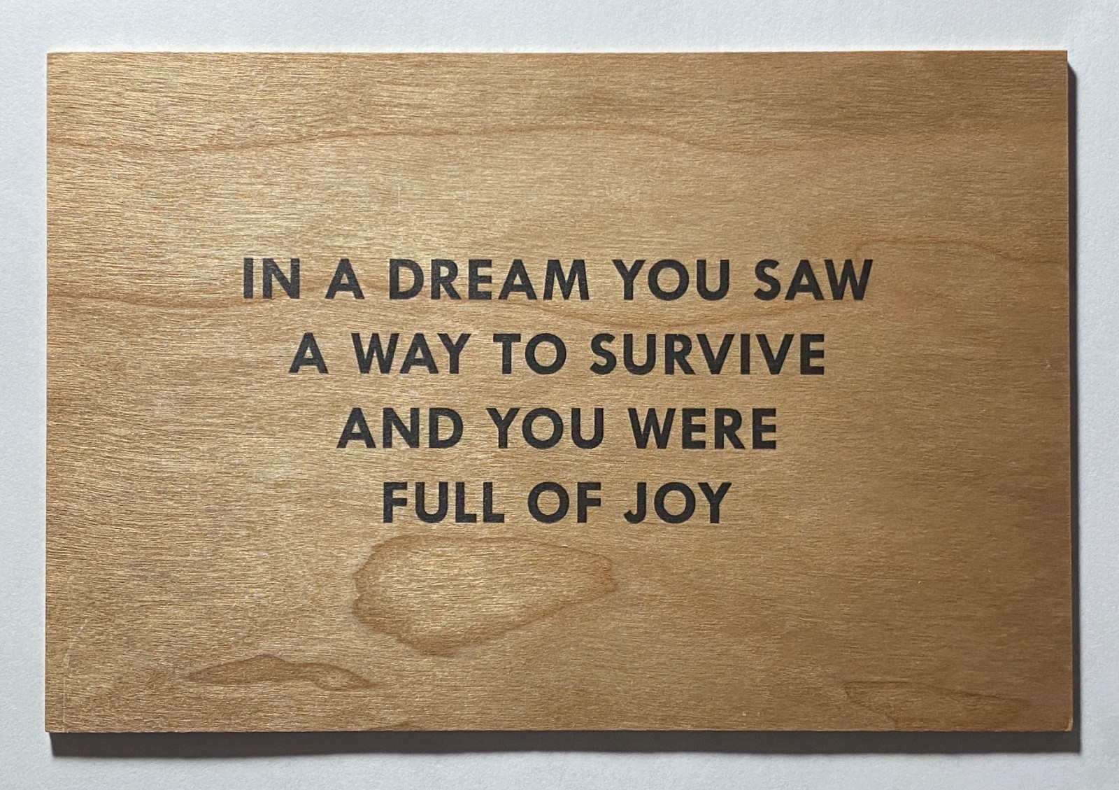 rare JENNY HOLZER silkscreen wood postcard (2018) 3rd ed Printed Matter - a