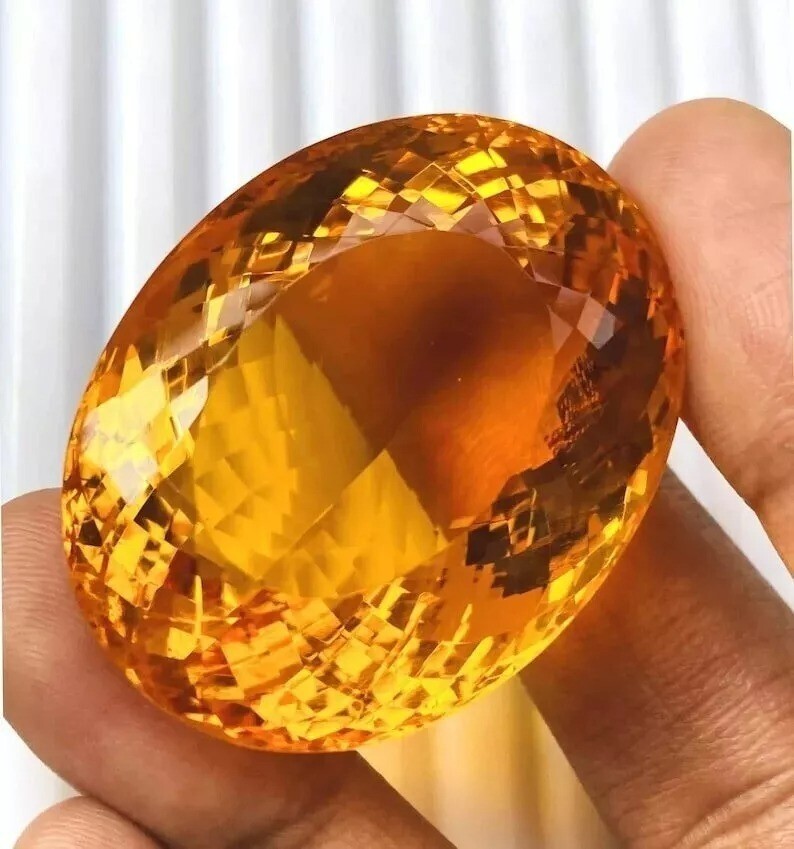 Natural 200 Ct Oval Cut Yellow Citrine EGL Certified Brazilian Loose Gemstone