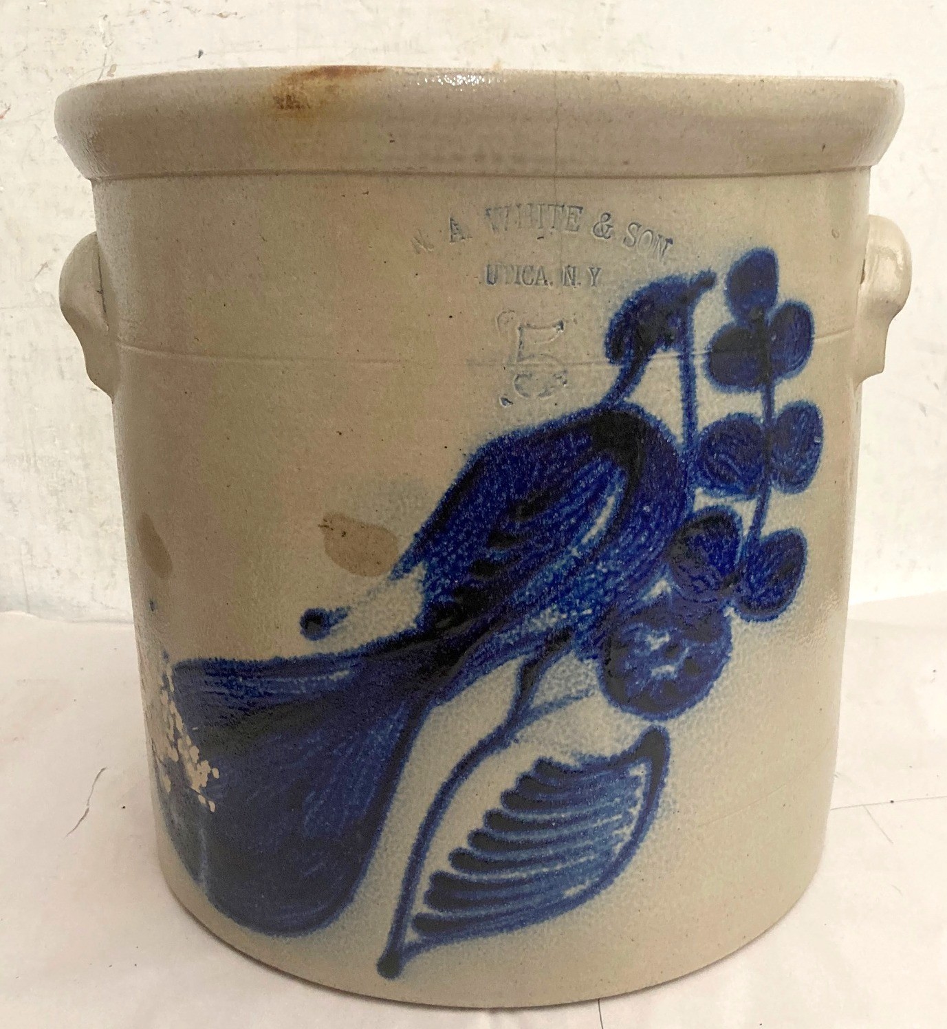 Antique 19th C. Whites Utica Stoneware 5 Gallon Crock Antique 19th C. Whites Utica Stoneware 5 Gallon Crock