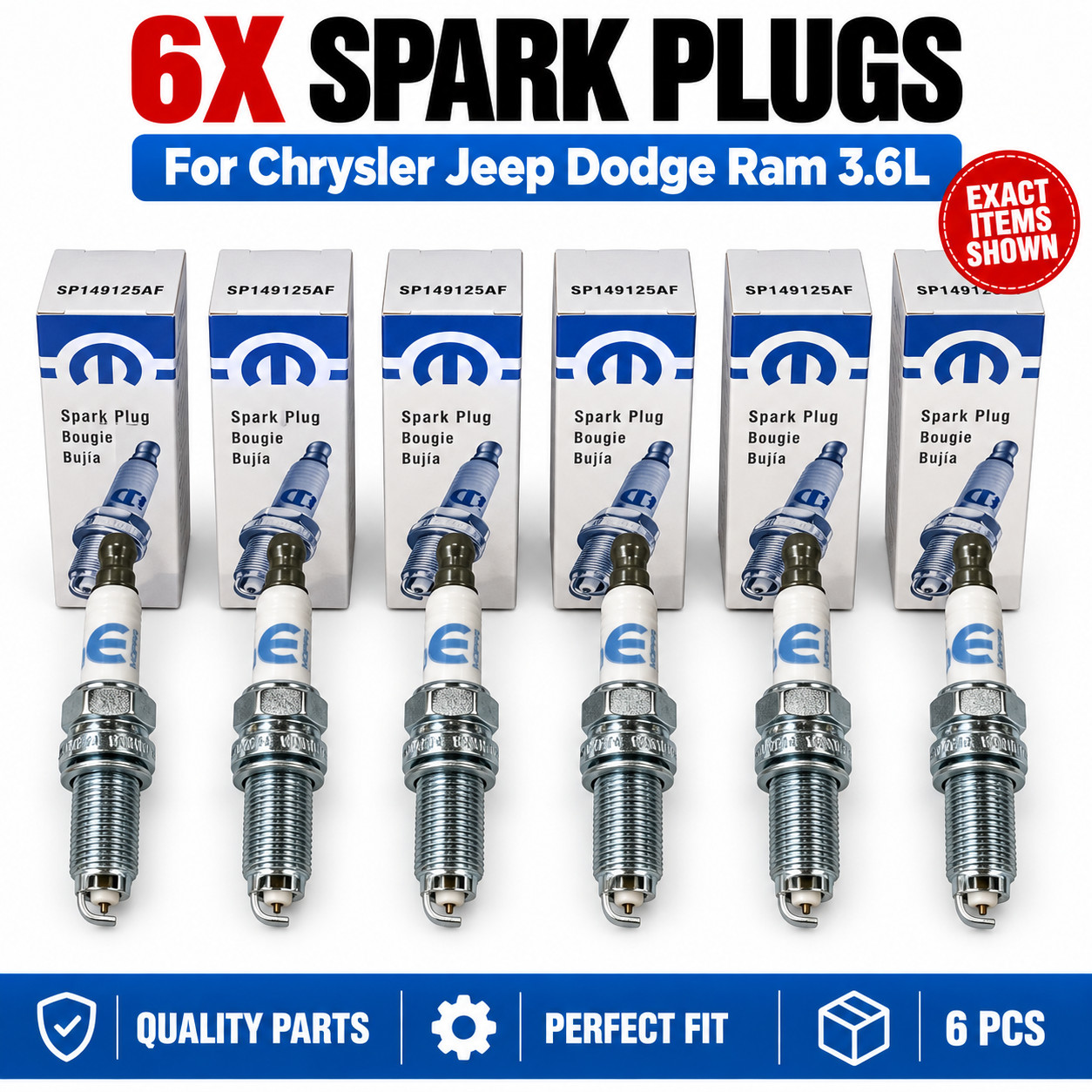 6X New Iridium Spark Plugs SP149125AE Chrysler Dodge Jeep Ram 3.2L 3.6L V6 Set