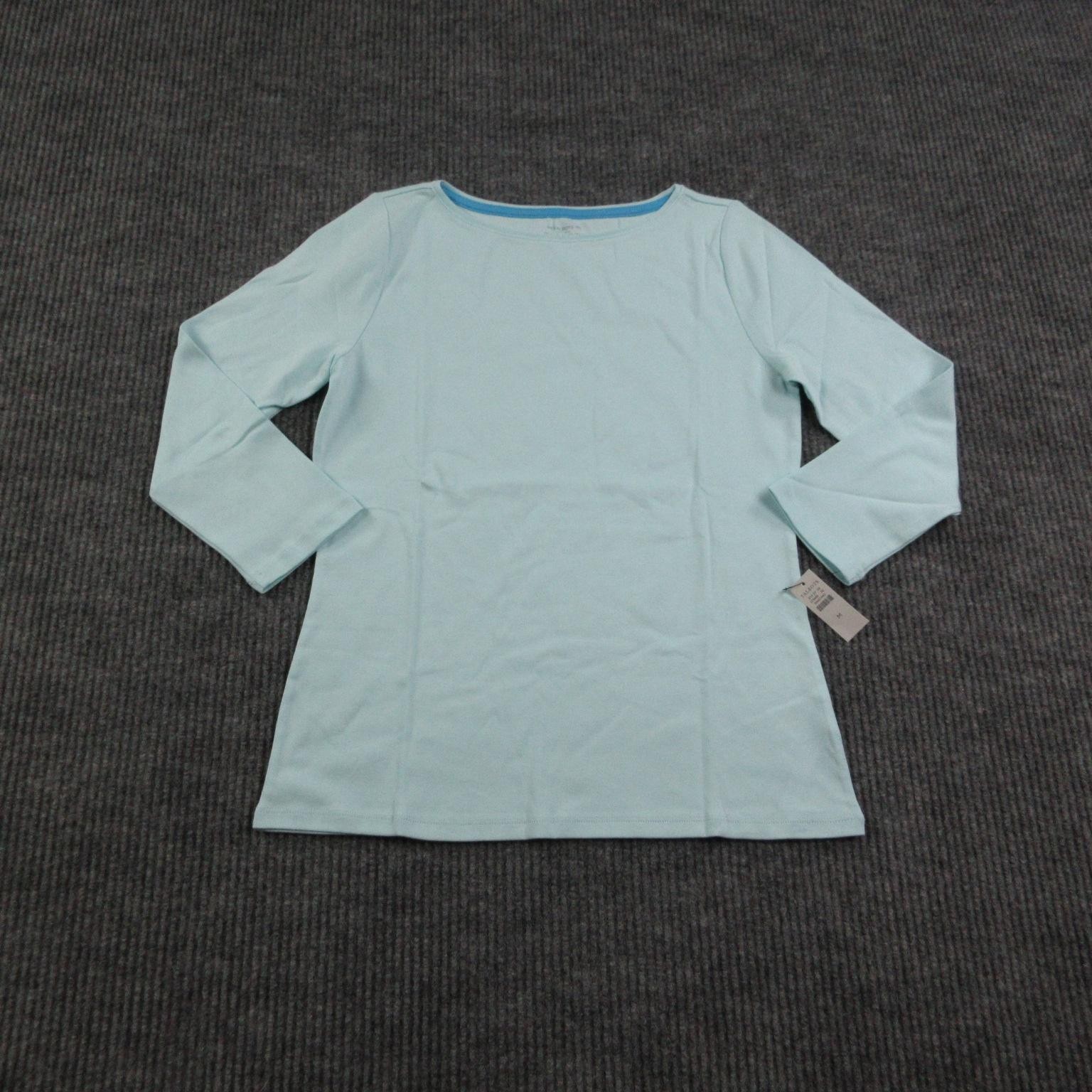 Talbots Tunic Womens M Blue 3/4 Sleeve Boat Neck Pima Cotton Lightweight NWT