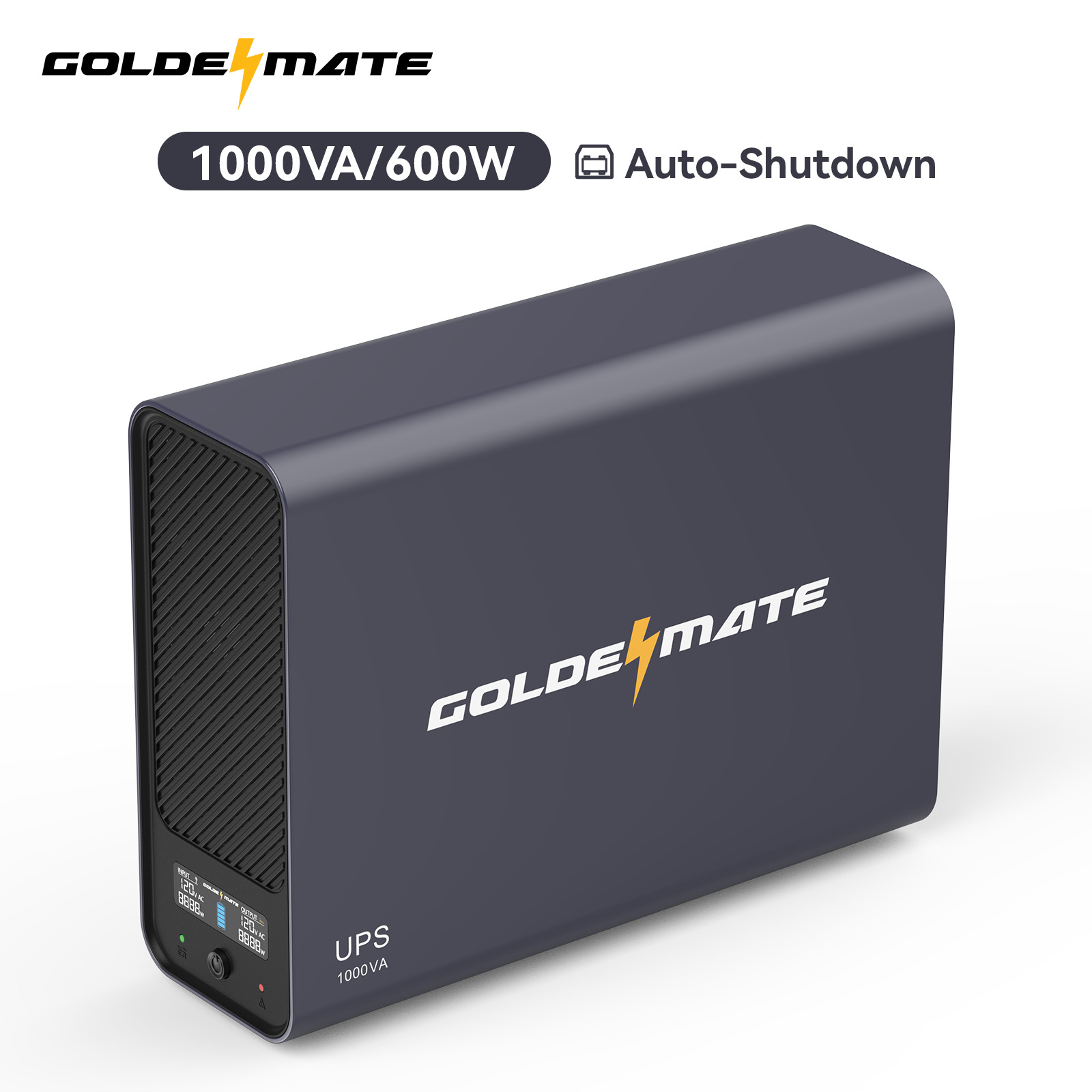 Goldenmate 1000VA 600W LiFePO4 UPS Pure Sine Wave Battery Backup （Communication）