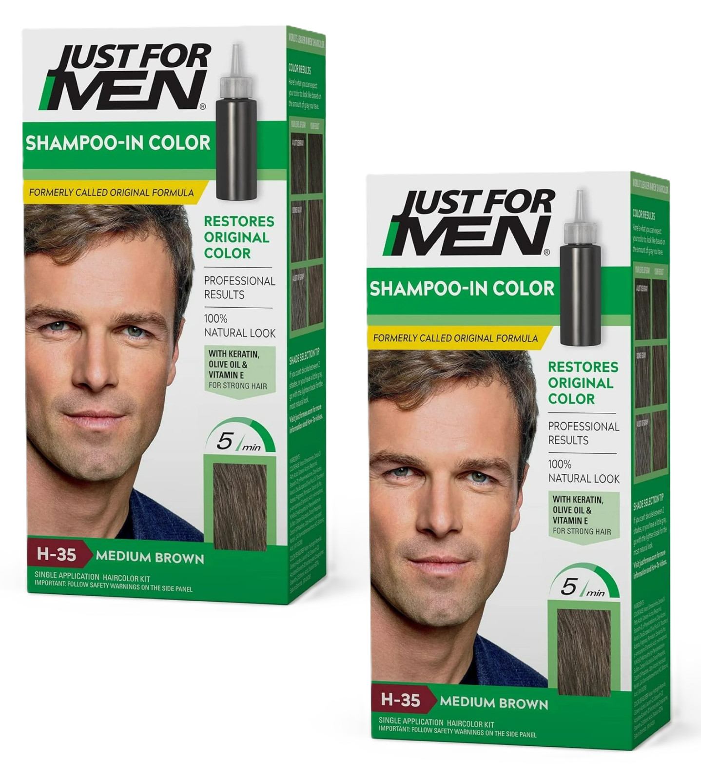 (2 PACK) H-35 Just For Men Shampoo-in Hair Dye for Men, Medium Brown (2 PACK) H-35 Just For Men Shampoo-in Hair Dye for Men, Medium Brown