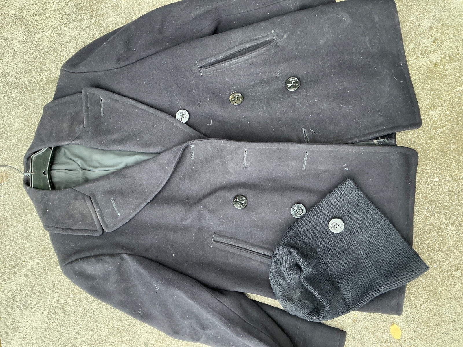 Vintage 50s NavyPea coat and wool watch hat Vintage 50s NavyPea coat and wool watch hat