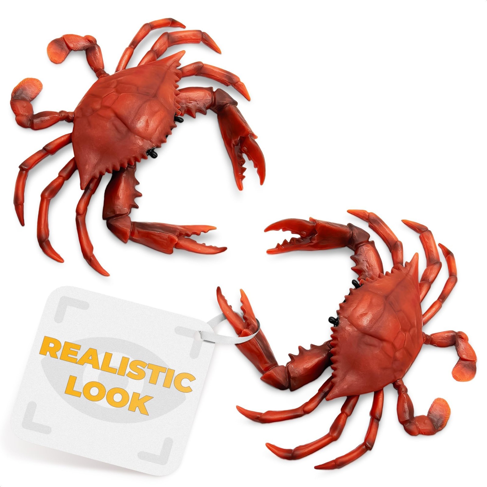 2 Pcs Red Plastic Crab Toy - Crab Decor with Realistic Marine Details, 6.6 X ...