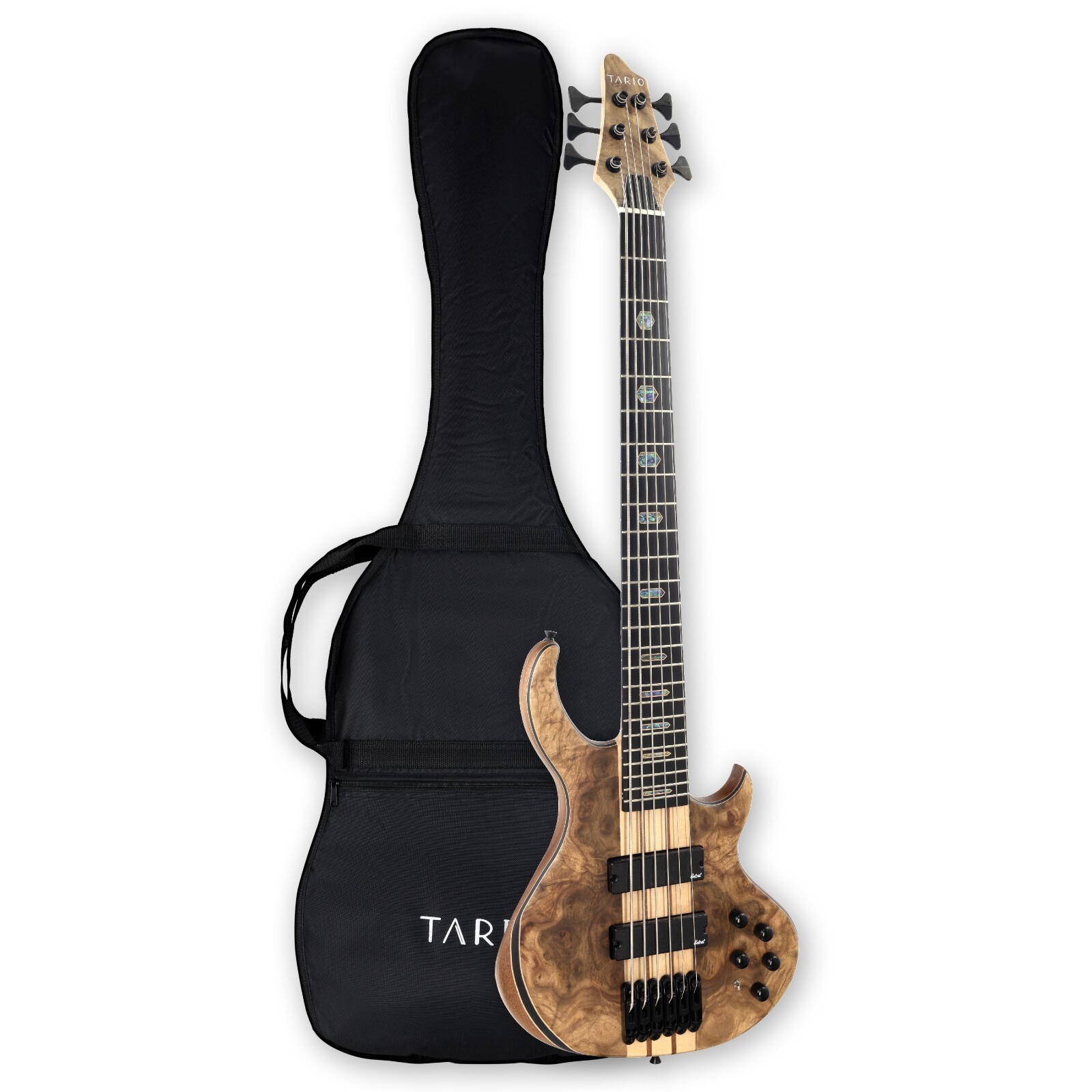 6 String Electric Bass Guitar Burl poplar top Millettia Laurentii Okoume body