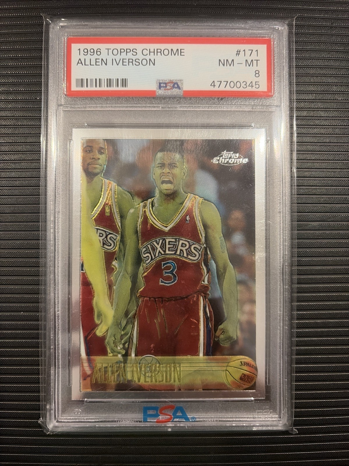 Topps 1996 Topps Chrome Allen Iverson Rookie #171 PSA 8 76ers NBA Card Topps 1996 Topps Chrome Allen Iverson Rookie #171 PSA 8 76ers NBA Card
