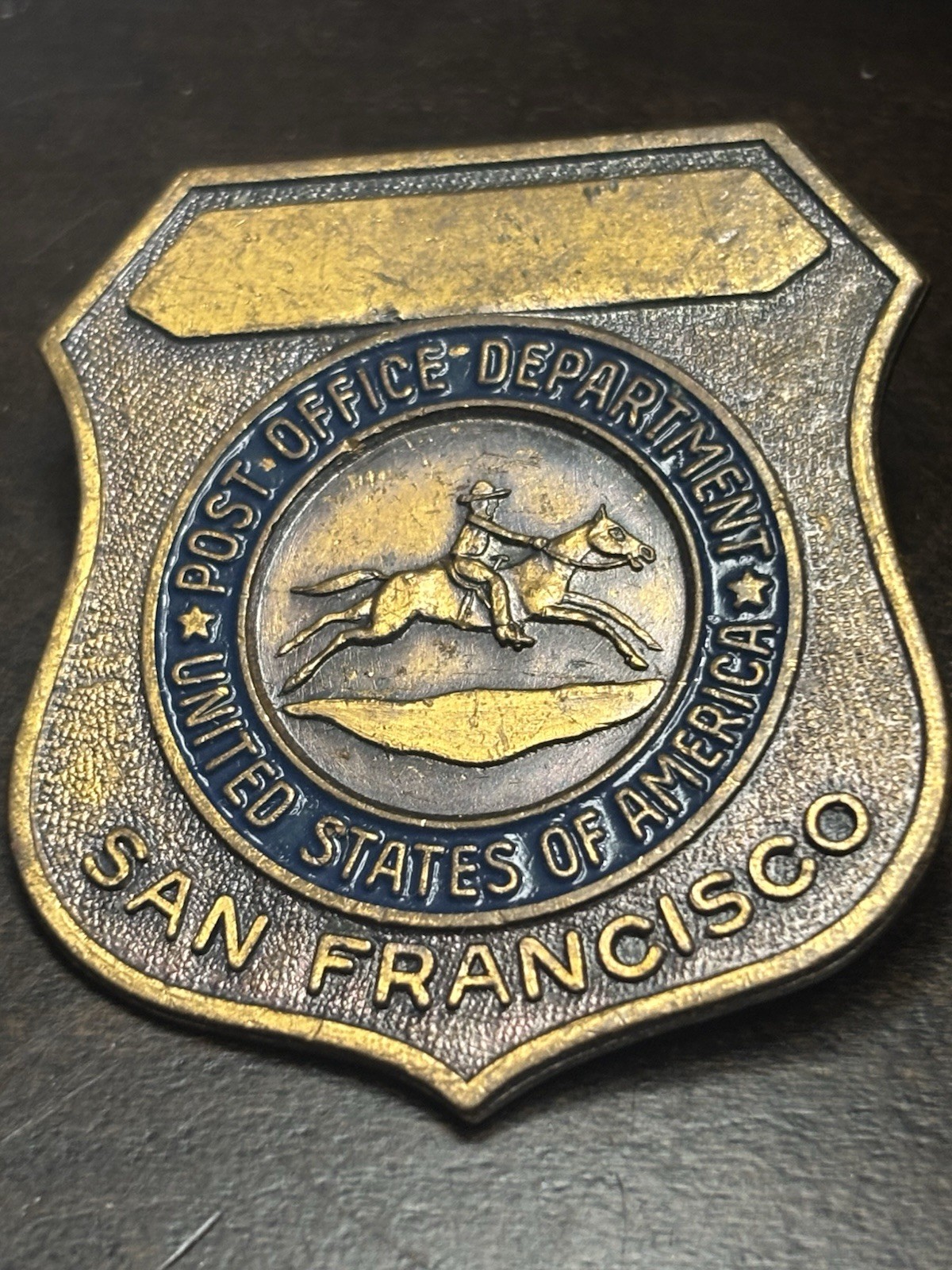 Vintage U.S. Post Office Department San Francisco Badge- Pony Express Rider Seal
