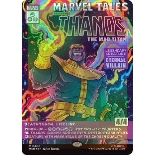 FOIL THANOS, THE MAD TITAN (BORDERLESS) (400) Marvel Super Heroes MSH Magic MTG