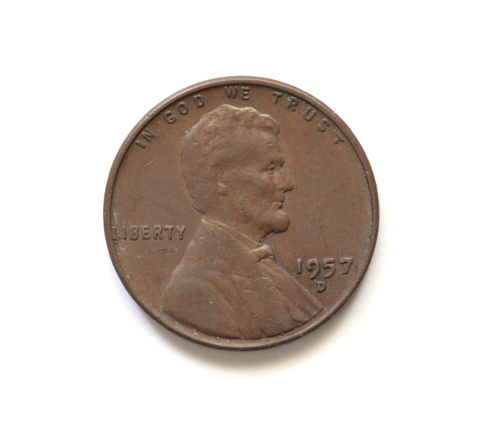 1957-D Lincoln Wheat Cent US Penny Coin LP7