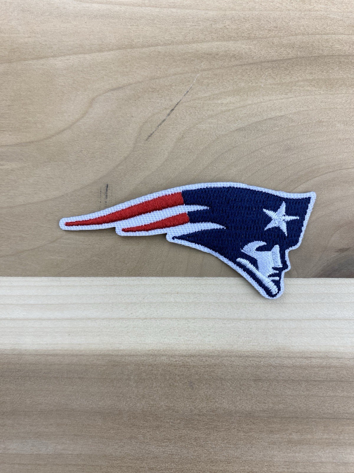 NEW ENGLAND PATRIOTS FOOTBALL IRON ON EMBROIDERED PATCH 3”x1.5”