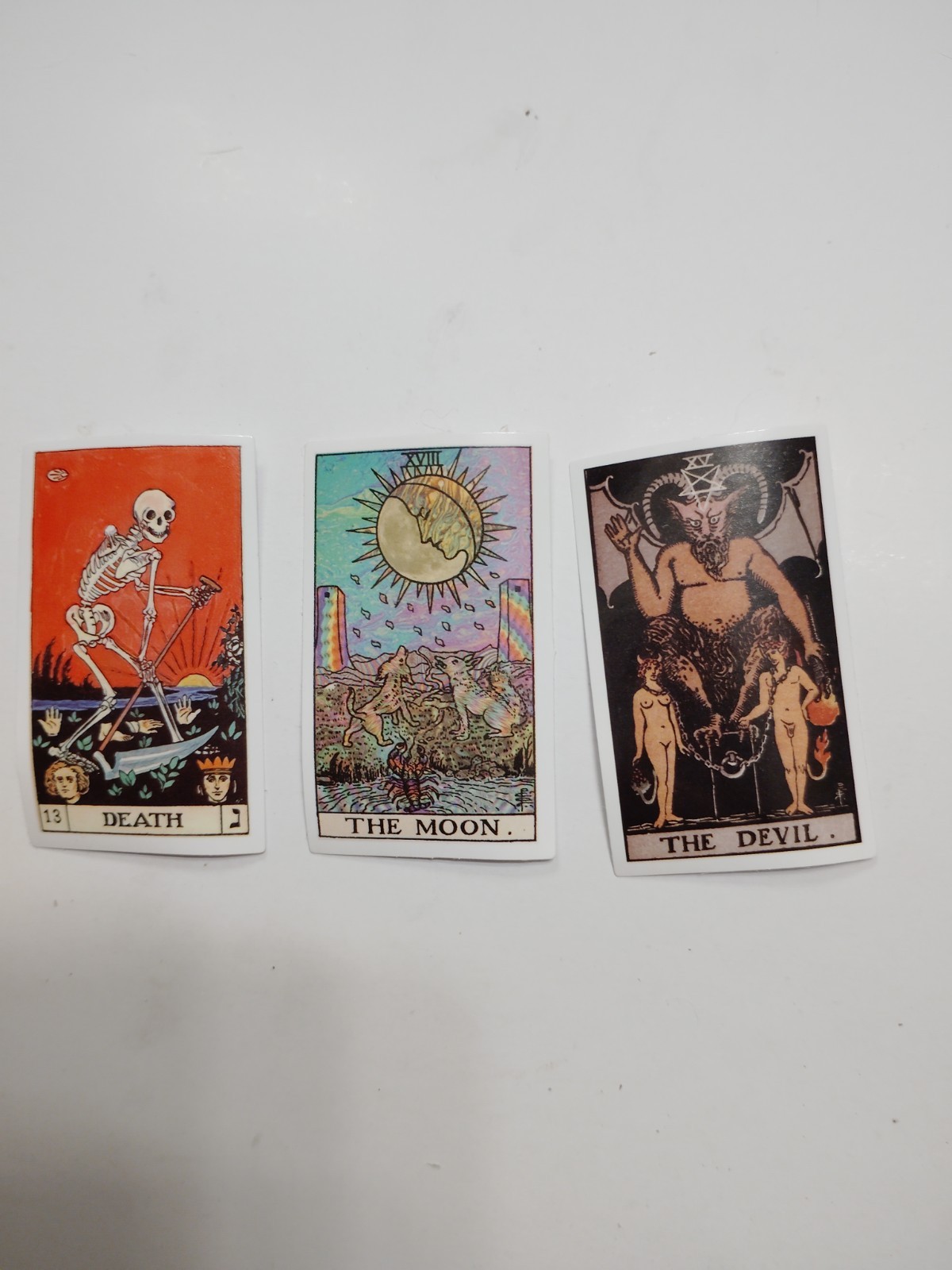 3 Pc Tarot Cards Stickers Set Death Moon Devil Vinyl Decals Laptop Water Bottle