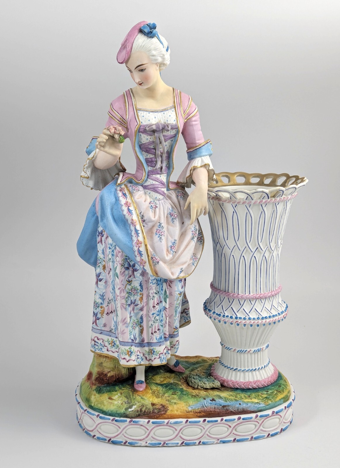 Antique Vion et Baury Style Bisque Porcelain Vase, 19th Century