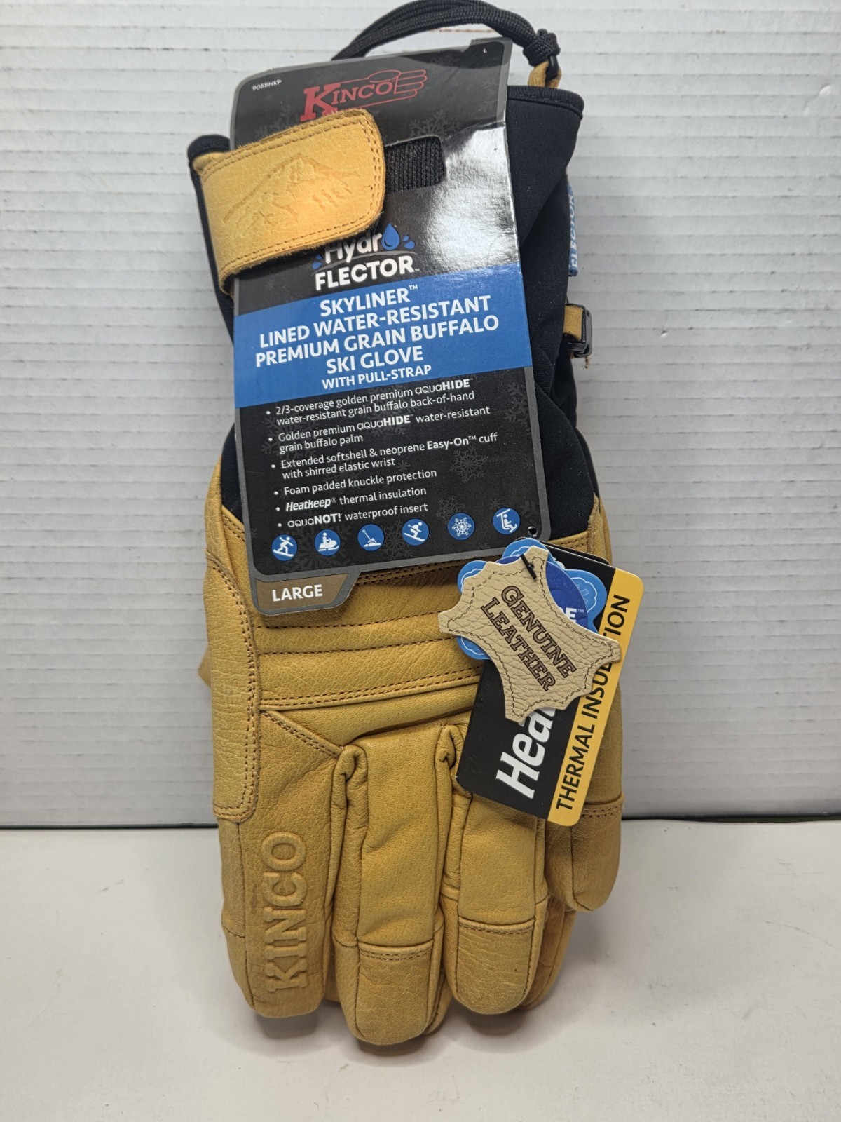 Kinco 9088HKP Mens Ski Gloves Buffalo Leather Waterproof HydroFlector Skyliner