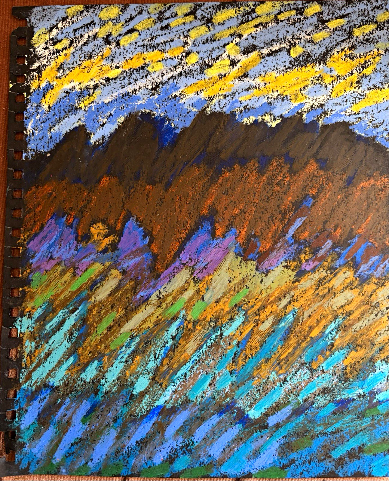  Abstract Landscape Oil Pastel Original Artwork on Paper Unframed Signed E.Rosen