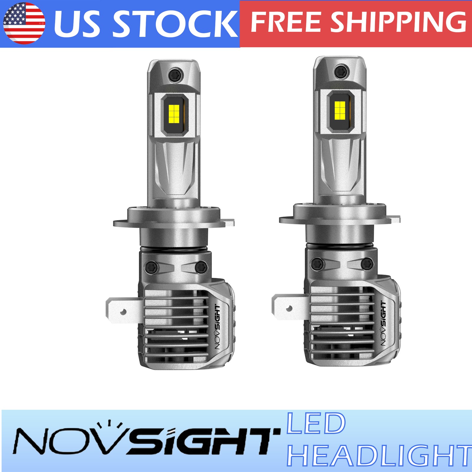 NOVSIGHT Pair H7 LED Headlight High/Low Beam Conversion Kit Bulbs Bright 6500K