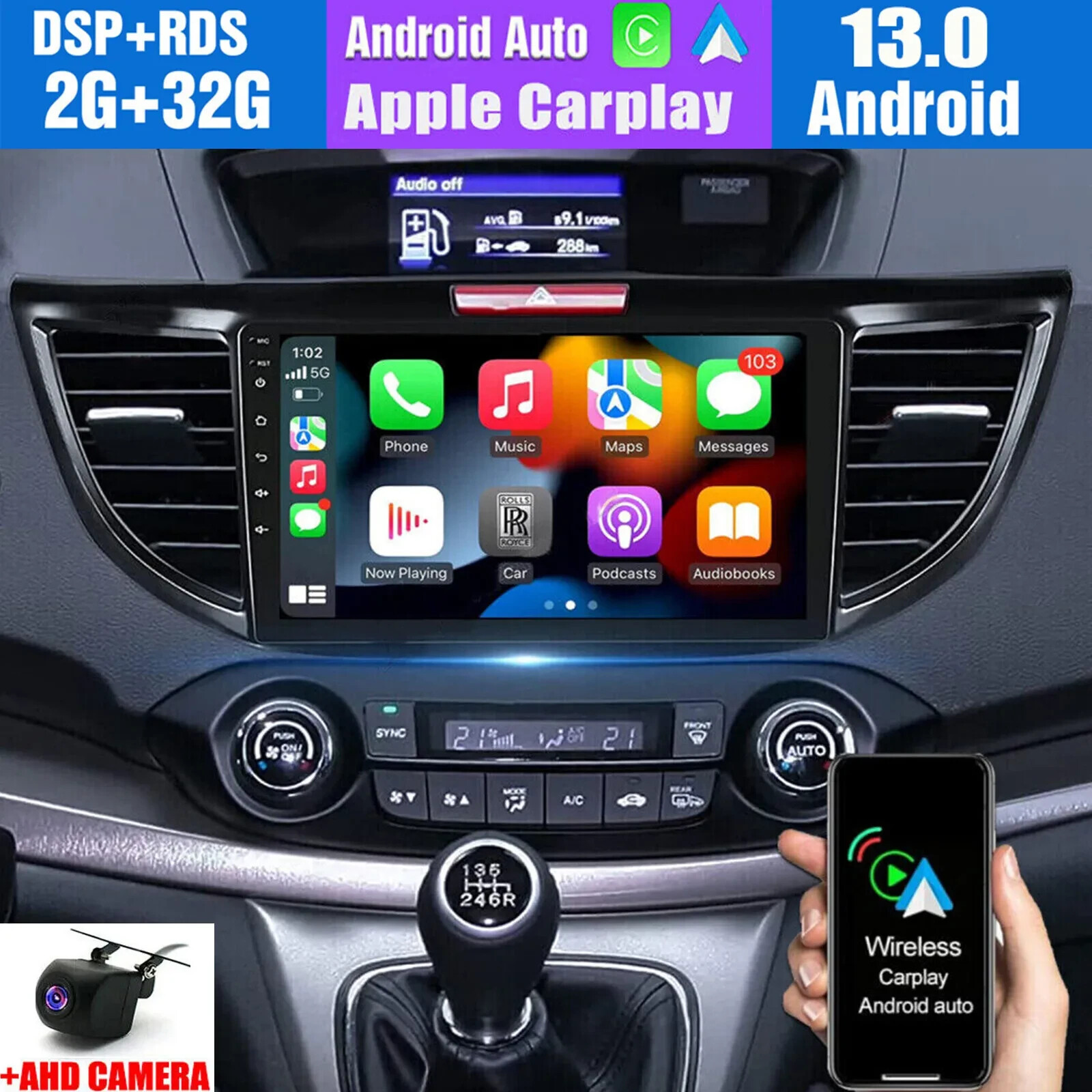 For 2012-2016 Honda CRV Android 14.0 Carplay Car Stereo Radio GPS Navi WIFI BT