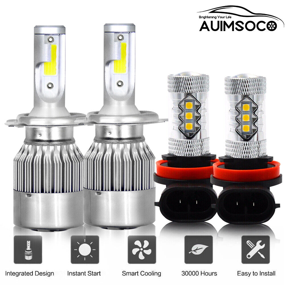4pc LED Headlight High Low Fog Light Bulbs Combo Kit For Toyota Tundra 2014-2020