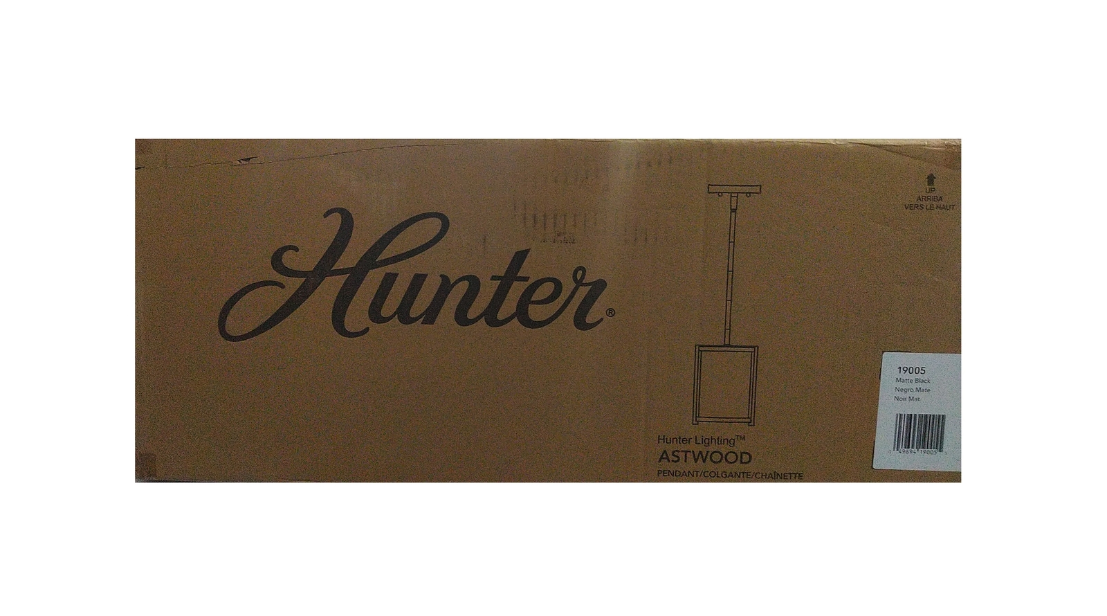 Hunter Astwood 1 Light Matte Black Cylinder Pendant Kitchen Light 19005