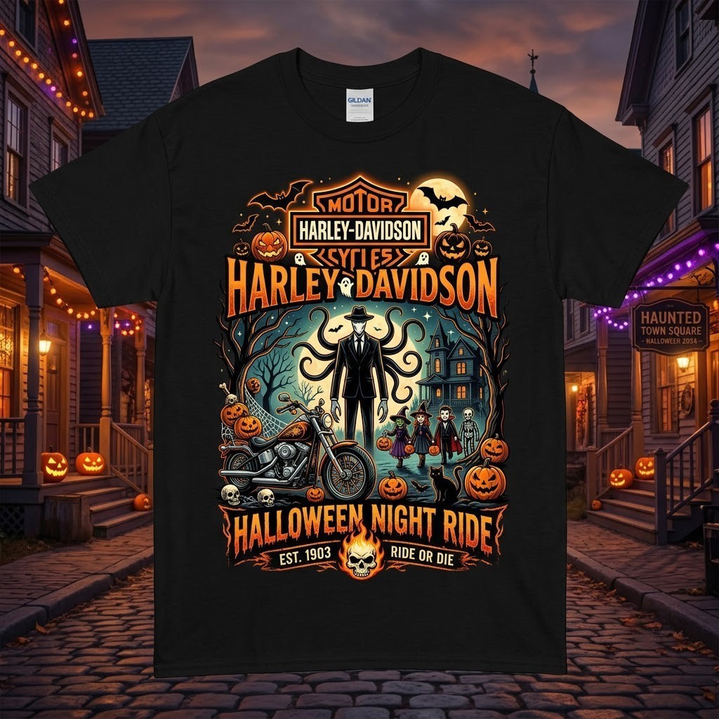 Funny Halloween Harley Motorcycle #12, iconic character Unisex T-Shirt S-5XL