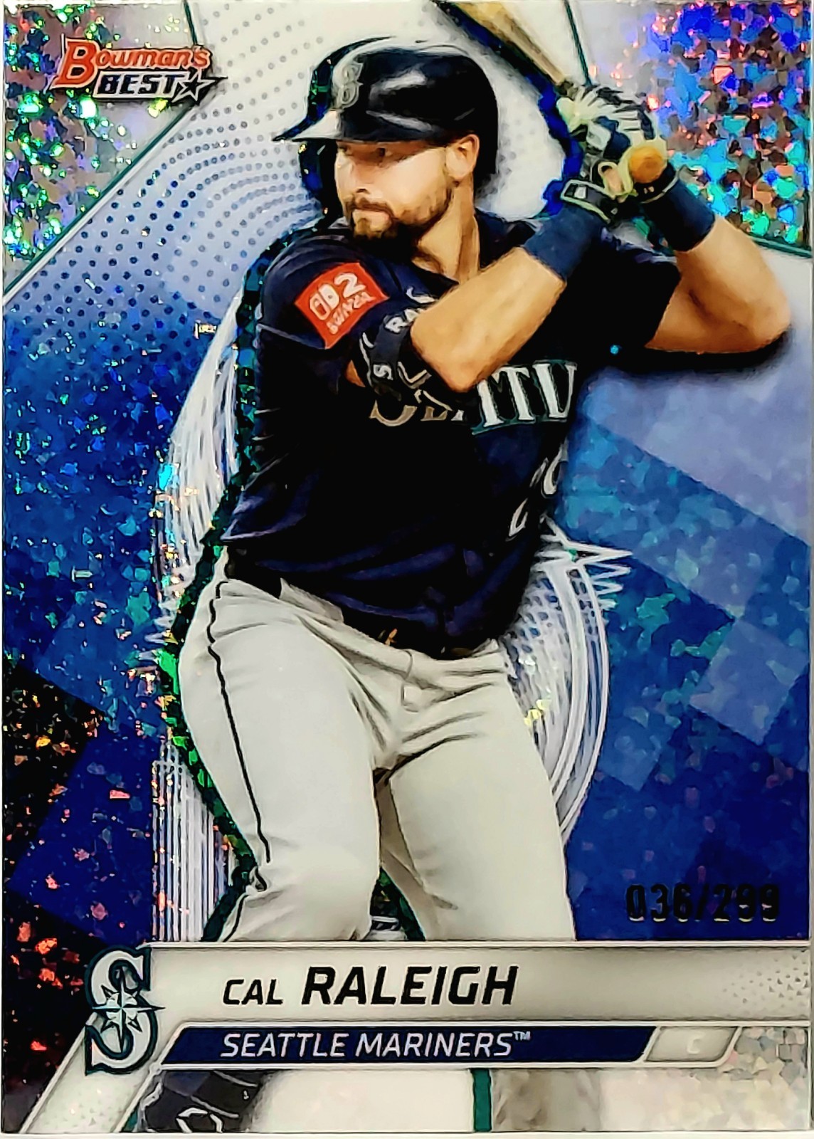 2025 Bowman\'s Best Mini Diamond Refractor SP /299 Cal Raleigh #55 MARINERS 2025 Bowman\'s Best Mini Diamond Refractor SP /299 Cal Raleigh #55 MARINERS