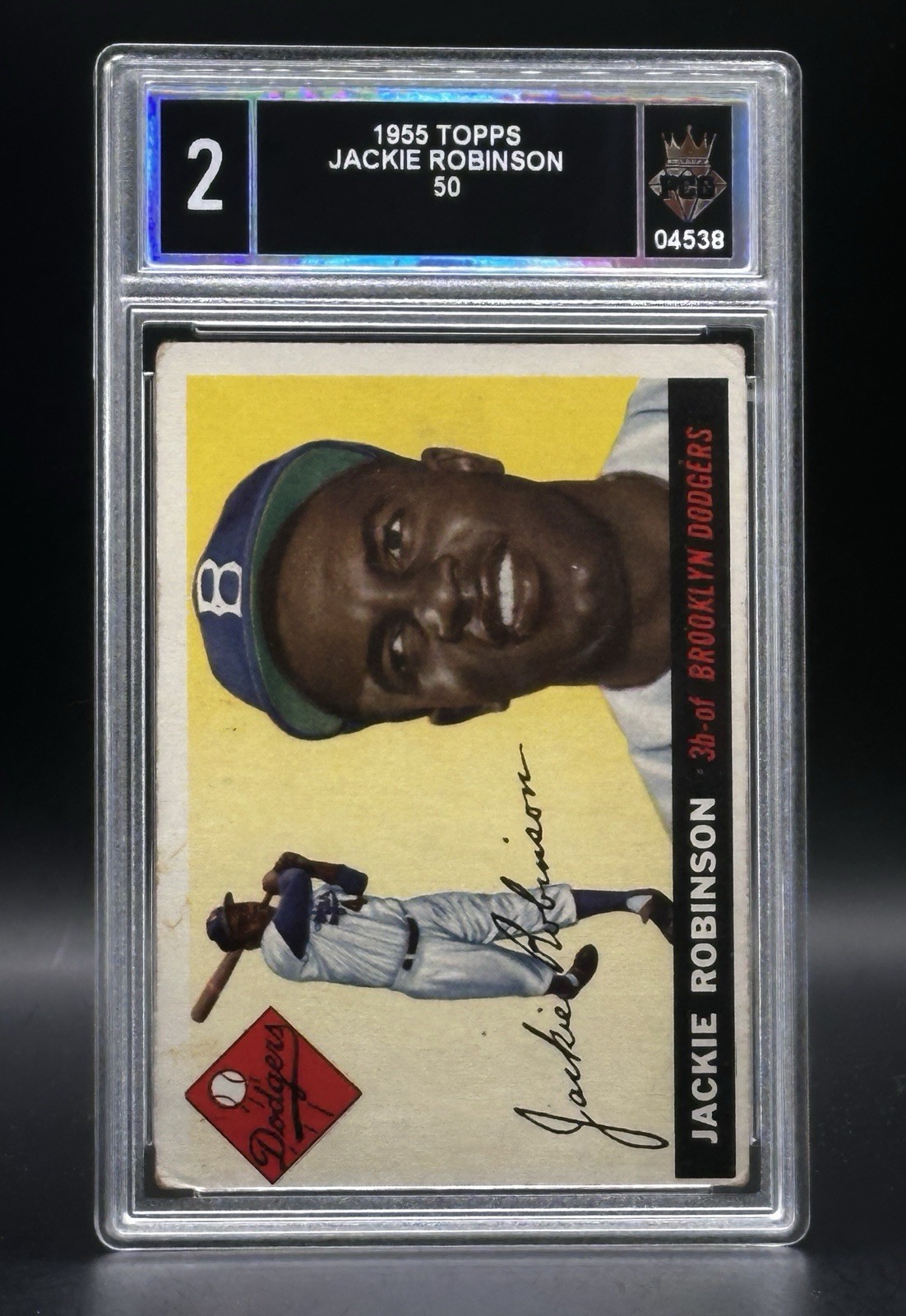 Topps 1955 Jackie Robinson #50 Brooklyn Dodgers Graded Baseball Card Topps 1955 Jackie Robinson #50 Brooklyn Dodgers Graded Baseball Card