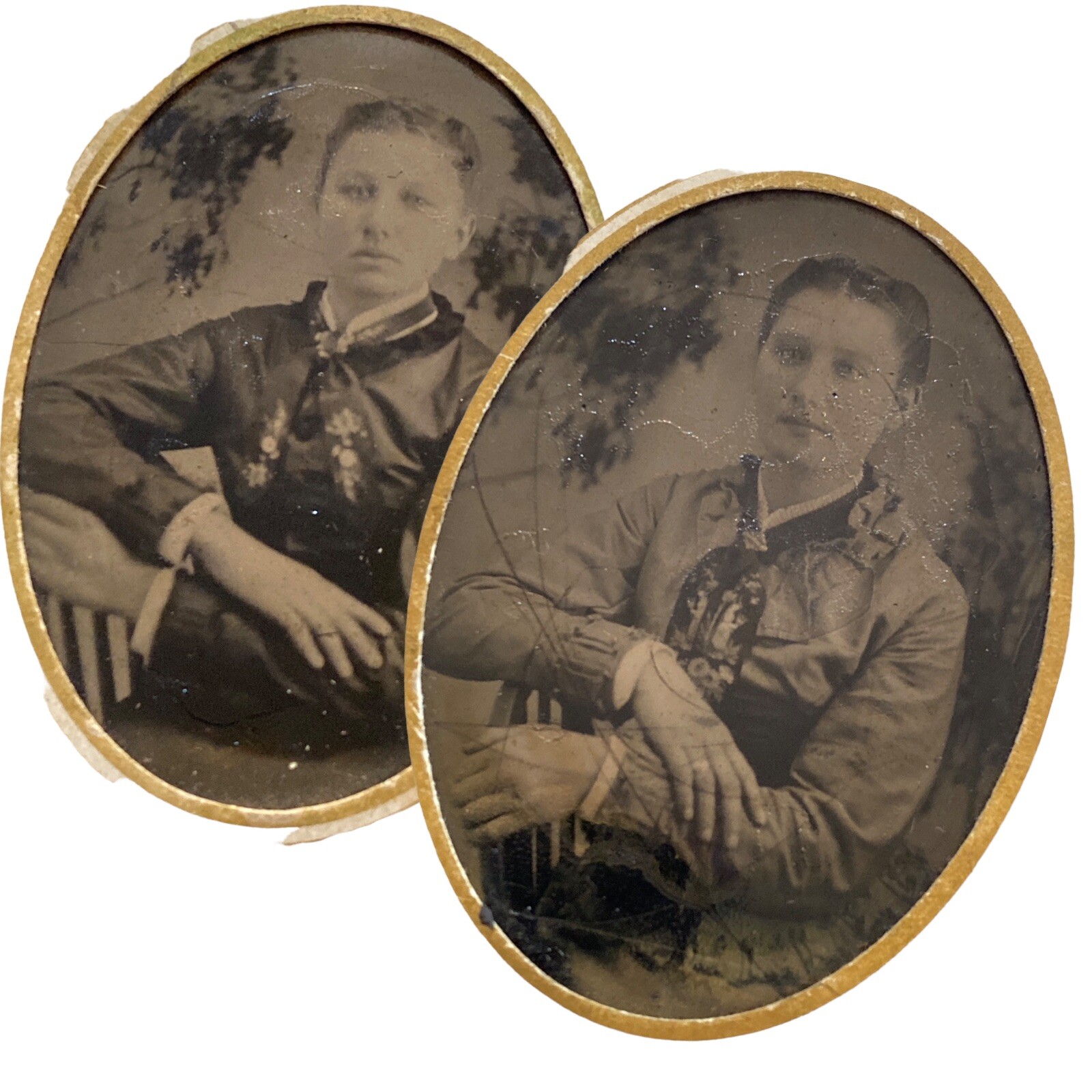 ATQ Circa 1840 1865 Tintype Two Young Girls Sisters ATQ Circa 1840 1865 Tintype Two Young Girls Sisters