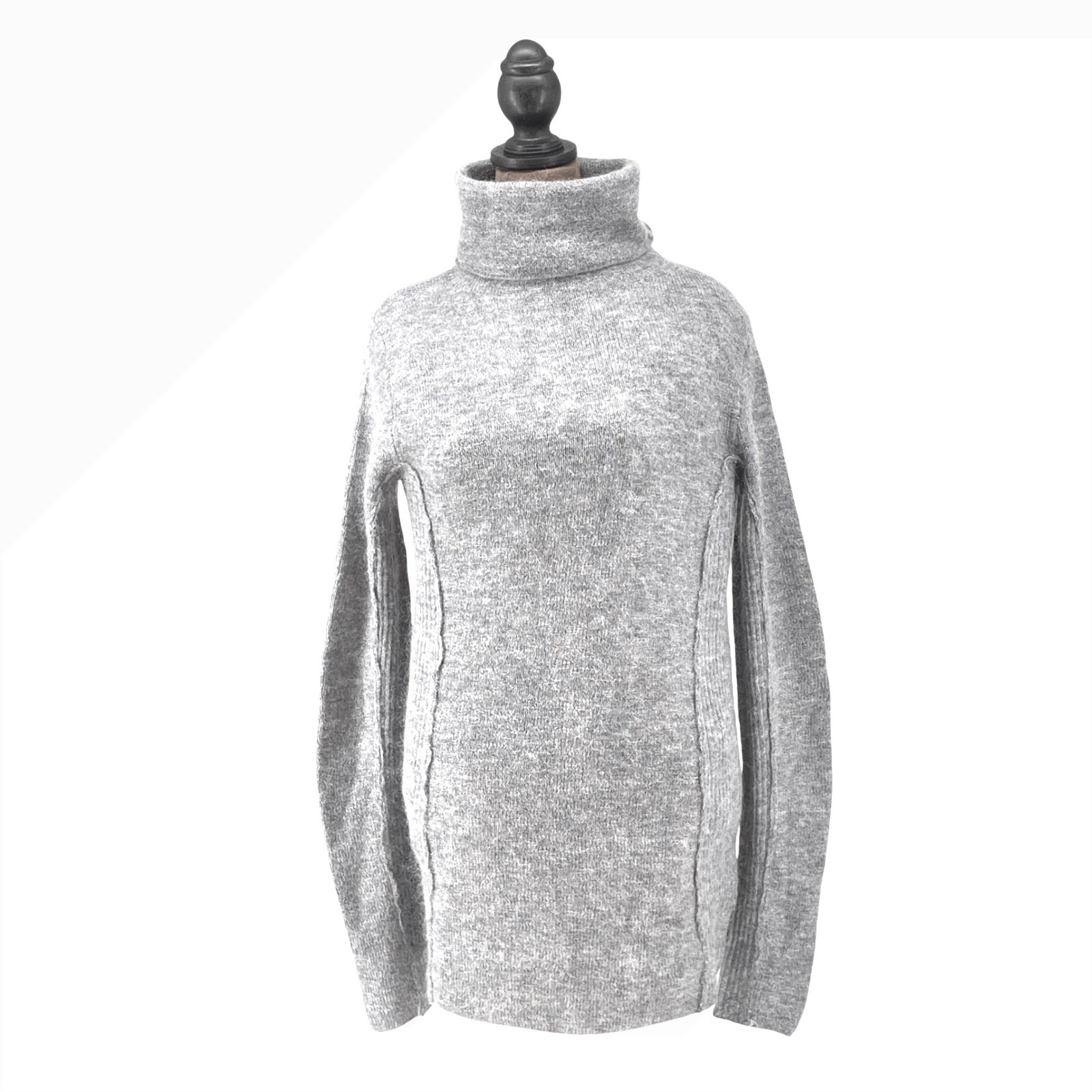 H&M Premium Mohair Wool Blend Grey Turtleneck Sweater Medium Luxurious Ribbed