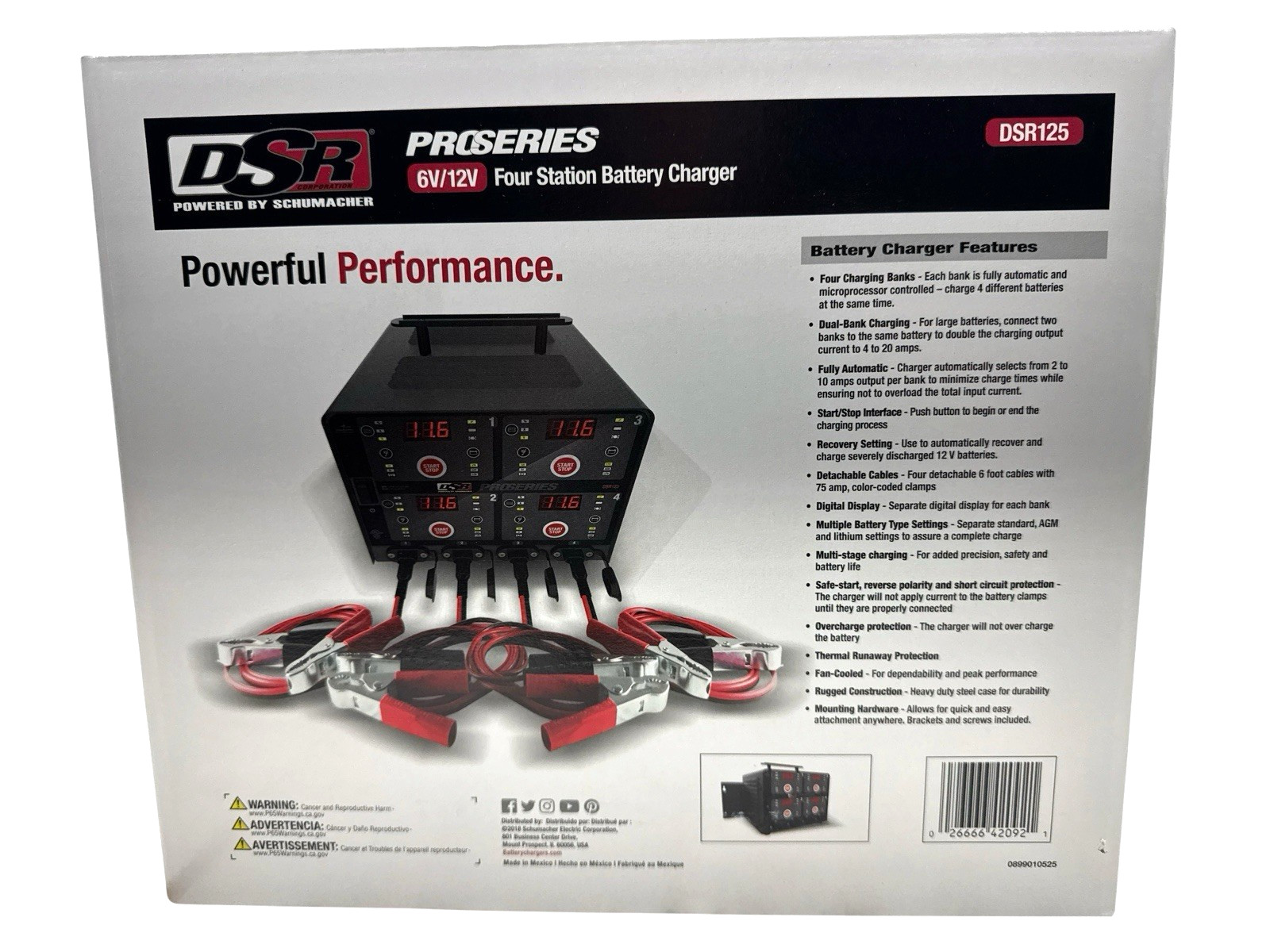 Schumacher ProSeries 6v/12v 4-Bank Automatic Battery Charging Station DSR125 New