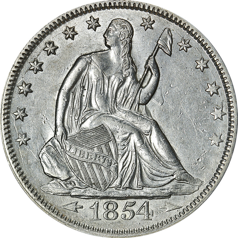 1854-P Seated Half Dollar \'Arrows\' AU/BU Details Decent Eye Appeal Strong Str...